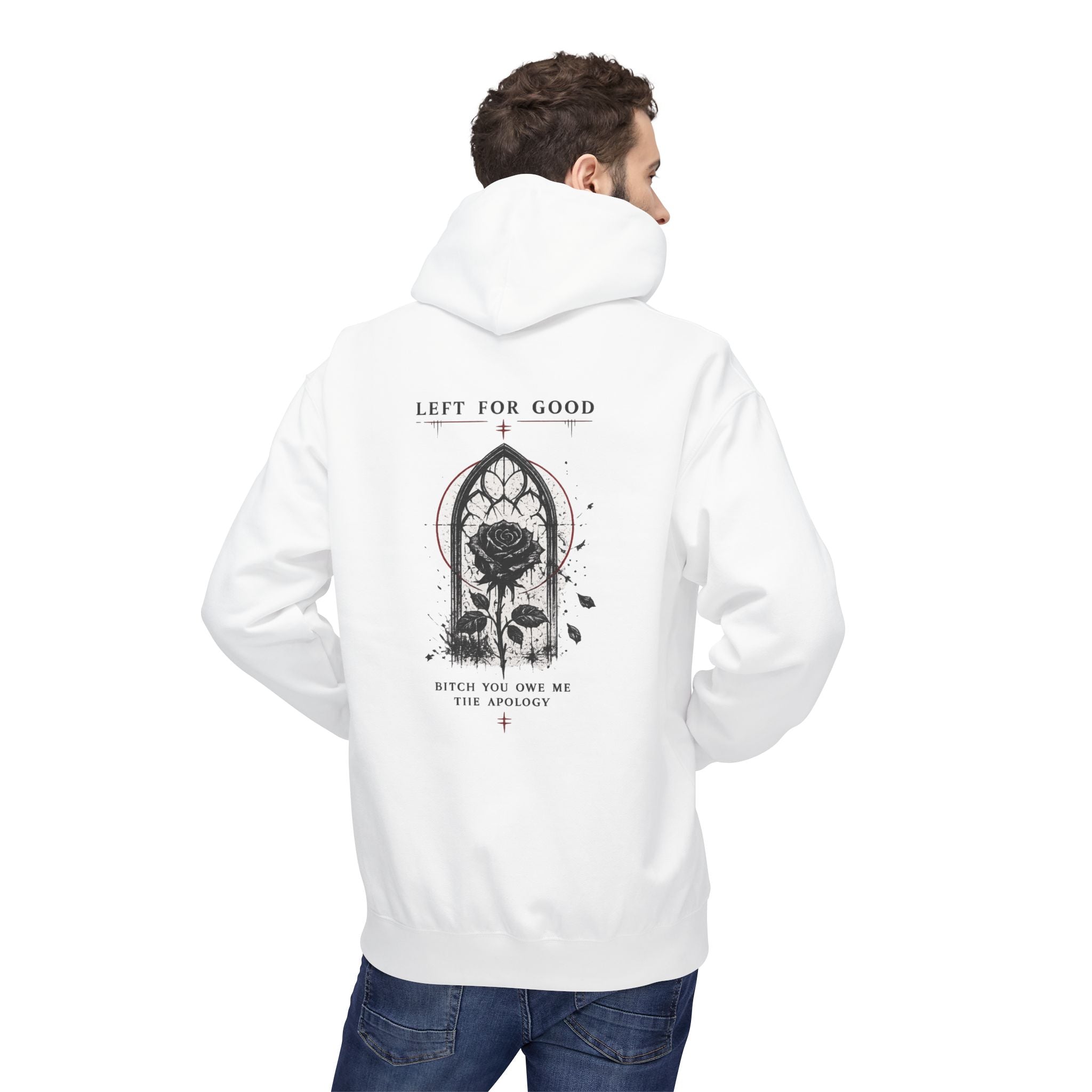 Gothic Rose Window Hoodie | Dark Floral Arch Illustration