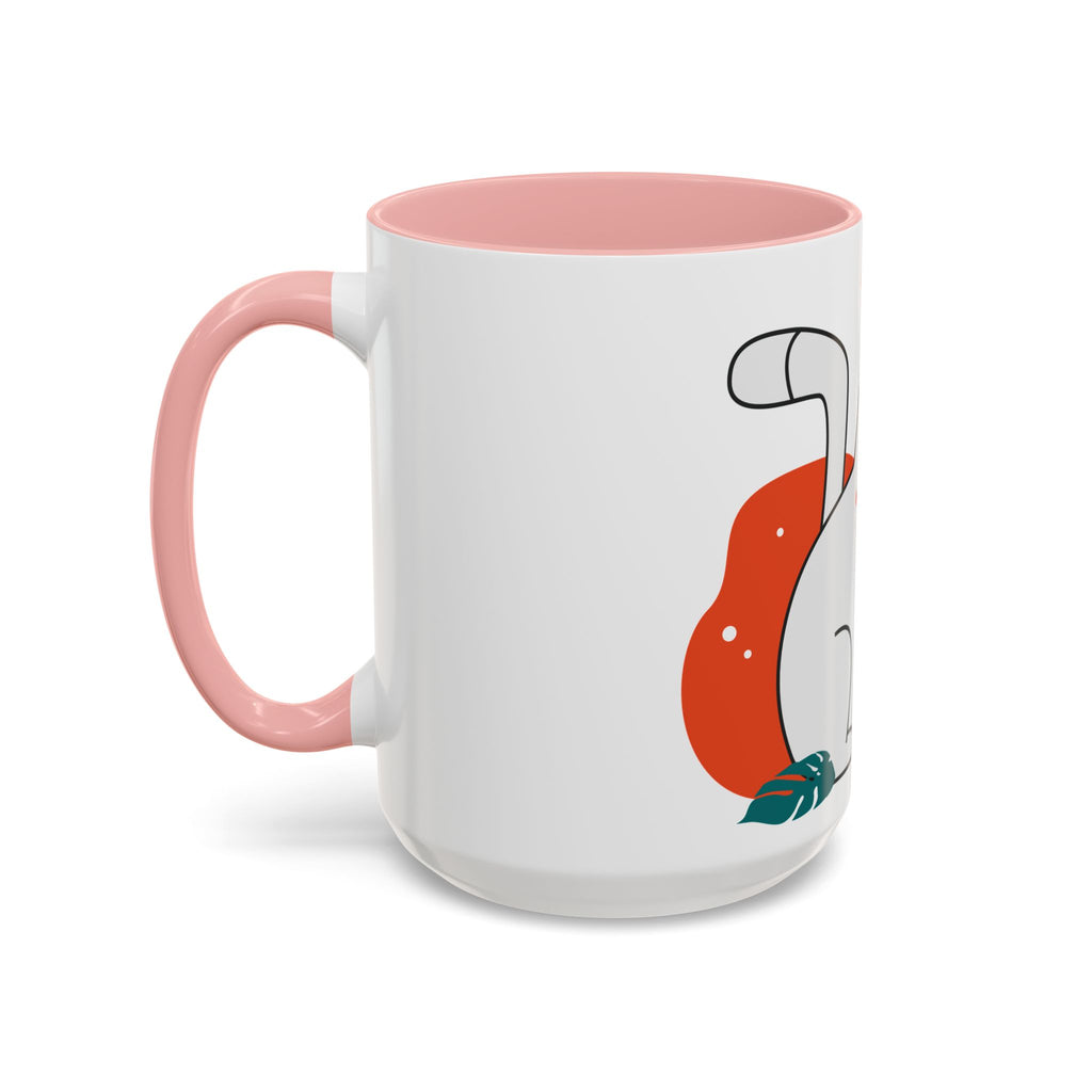 Cute Cat Coffee Mug  Playful White Cat with Tropical Leaf Accent 11oz 15oz