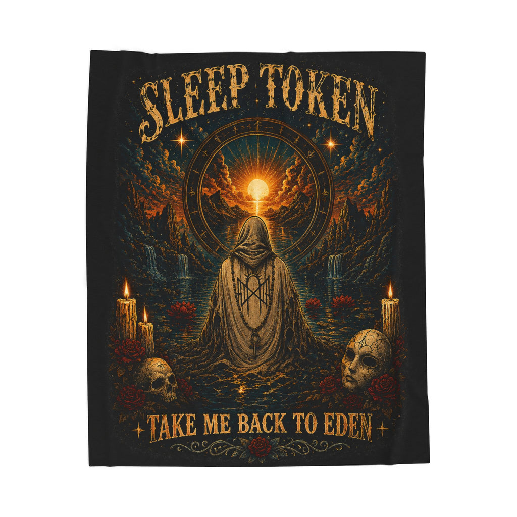 Sleep Token Inspired “Take Me Back to Eden” Plush Blanket | Ultra Soft Gothic Throw Blanket | Cozy Fan Gift