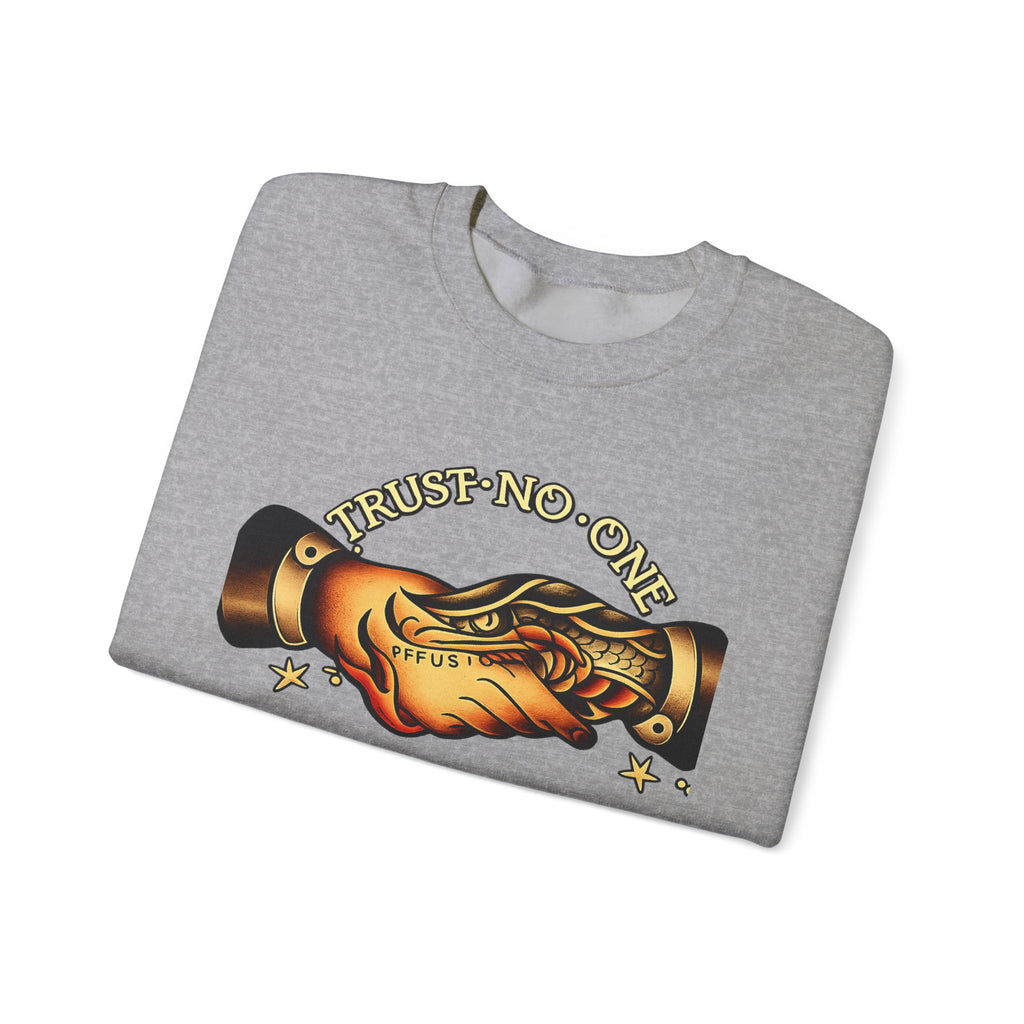 Trust No One Sweatshirt Vintage Tattoo Style Crewneck Retro Graphic Sweatshirt Alternative Streetwear Unisex Pullover Gift For Him Her