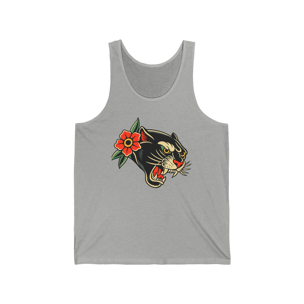 Traditional Panther Tank Top Vintage Tattoo Style Unisex Tank Top Retro Panther Shirt Athletic Heather Graphic Tank Streetwear Gift