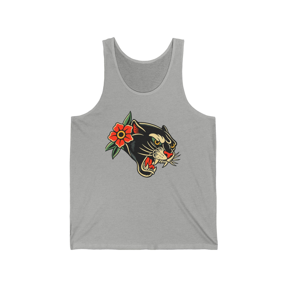 Traditional Panther Tank Top Vintage Tattoo Style Unisex Tank Top Retro Panther Shirt Athletic Heather Graphic Tank Streetwear Gift