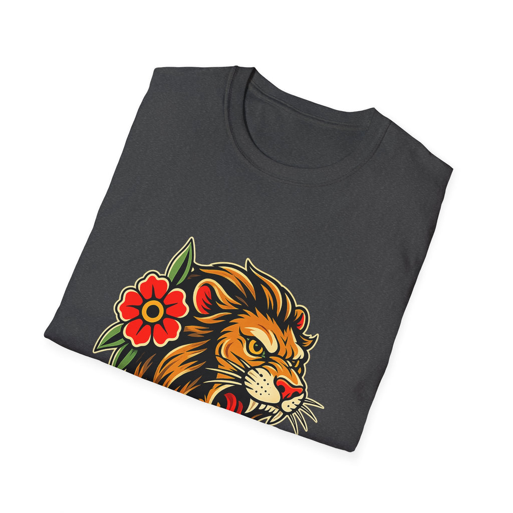 Lion Graphic T Shirt Tattoo Inspired Lion Tee Streetwear Shirt Lion Head Graphic Tee Alternative Fashion Unisex Biker Shirt