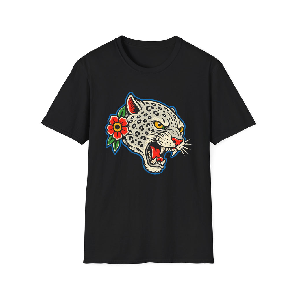 Snow Leopard Edition Shirt Tattoo Inspired Graphic Tee Leopard Streetwear Shirt Alternative Fashion Biker Tee Unisex Wild Cat Shirt