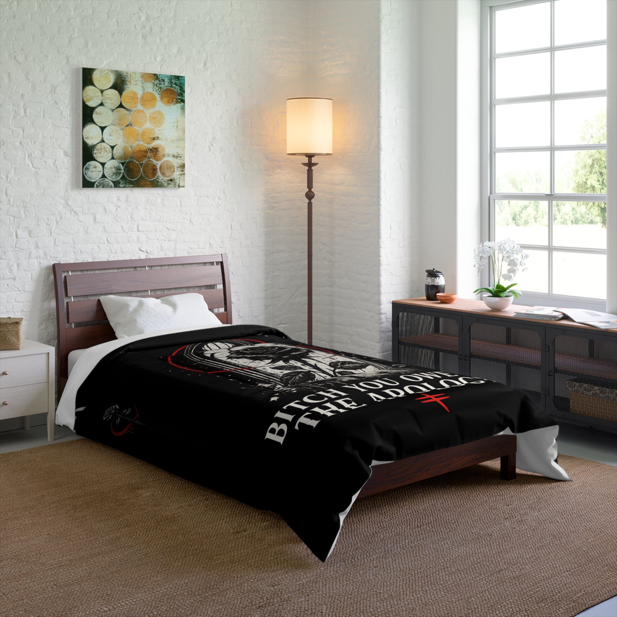 Bad Omens Comforter Left For Good Gothic Bedding Dark Aesthetic Bedroom Decor Alternative Comforter Set Black White Goth Room Decor Gift