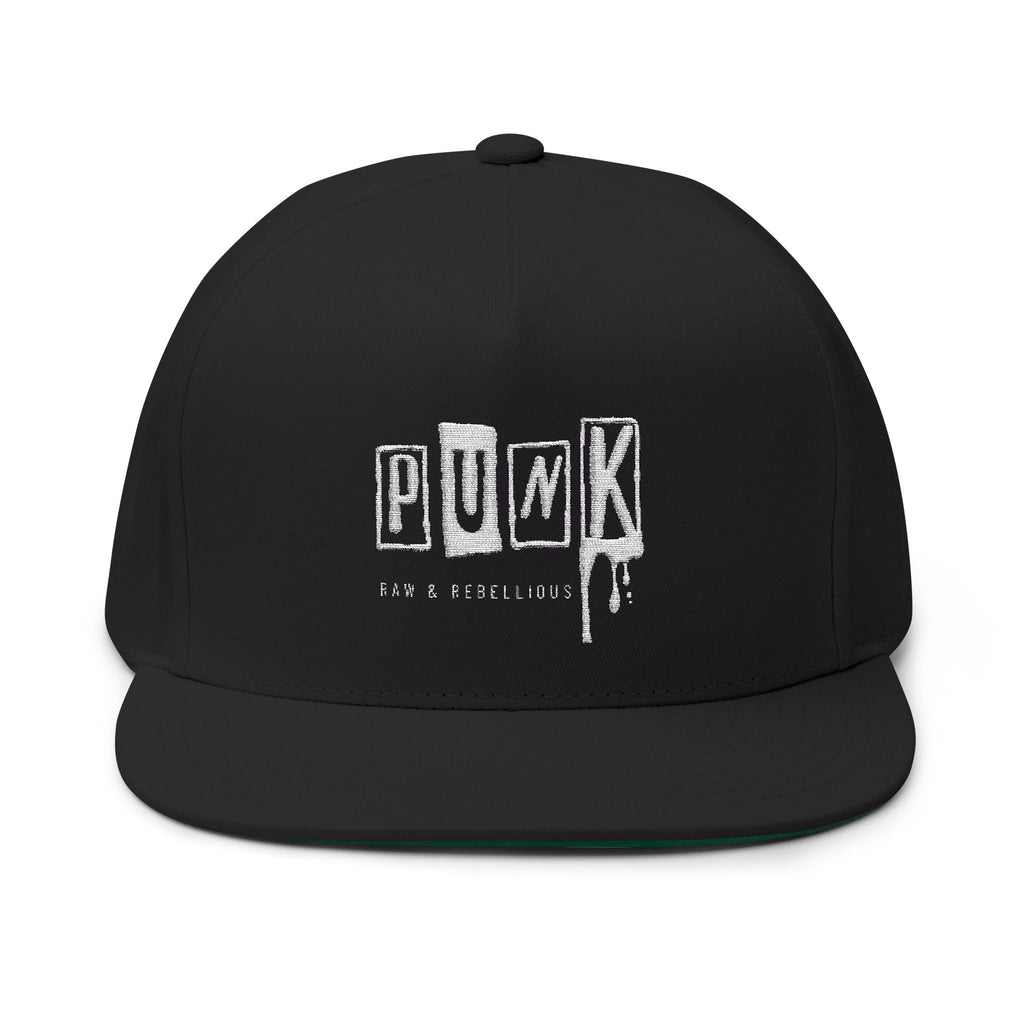 Punk Snapback Hat Embroidered Flat Bill Cap Streetwear Hat Rock Music Hat Skater Cap Distressed Punk Hat Unisex Snapback