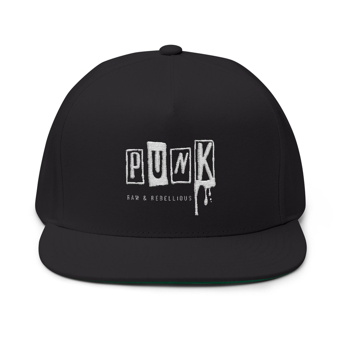 Punk Snapback Hat Embroidered Flat Bill Cap Streetwear Hat Rock Music Hat Skater Cap Distressed Punk Hat Unisex Snapback