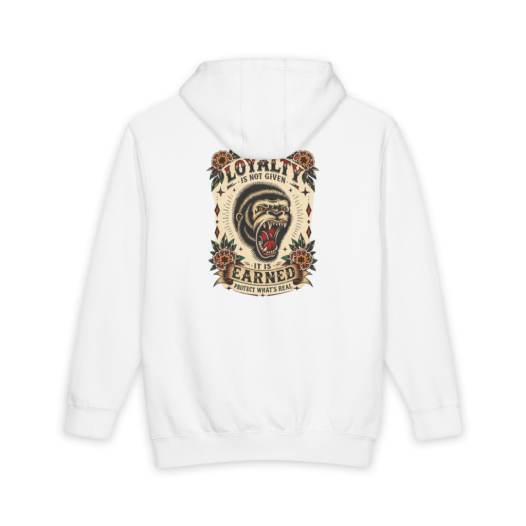 Loyalty Is Earned Gorilla Hoodie | Tattoo Inspired Pullover Sweatshirt | Streetwear Graphic Hoodie