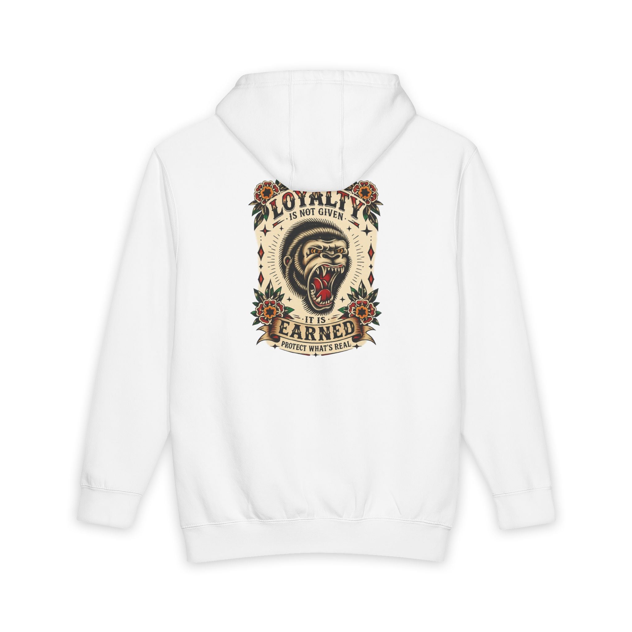 Loyalty Is Earned Gorilla Hoodie | Tattoo Inspired Pullover Sweatshirt | Streetwear Graphic Hoodie