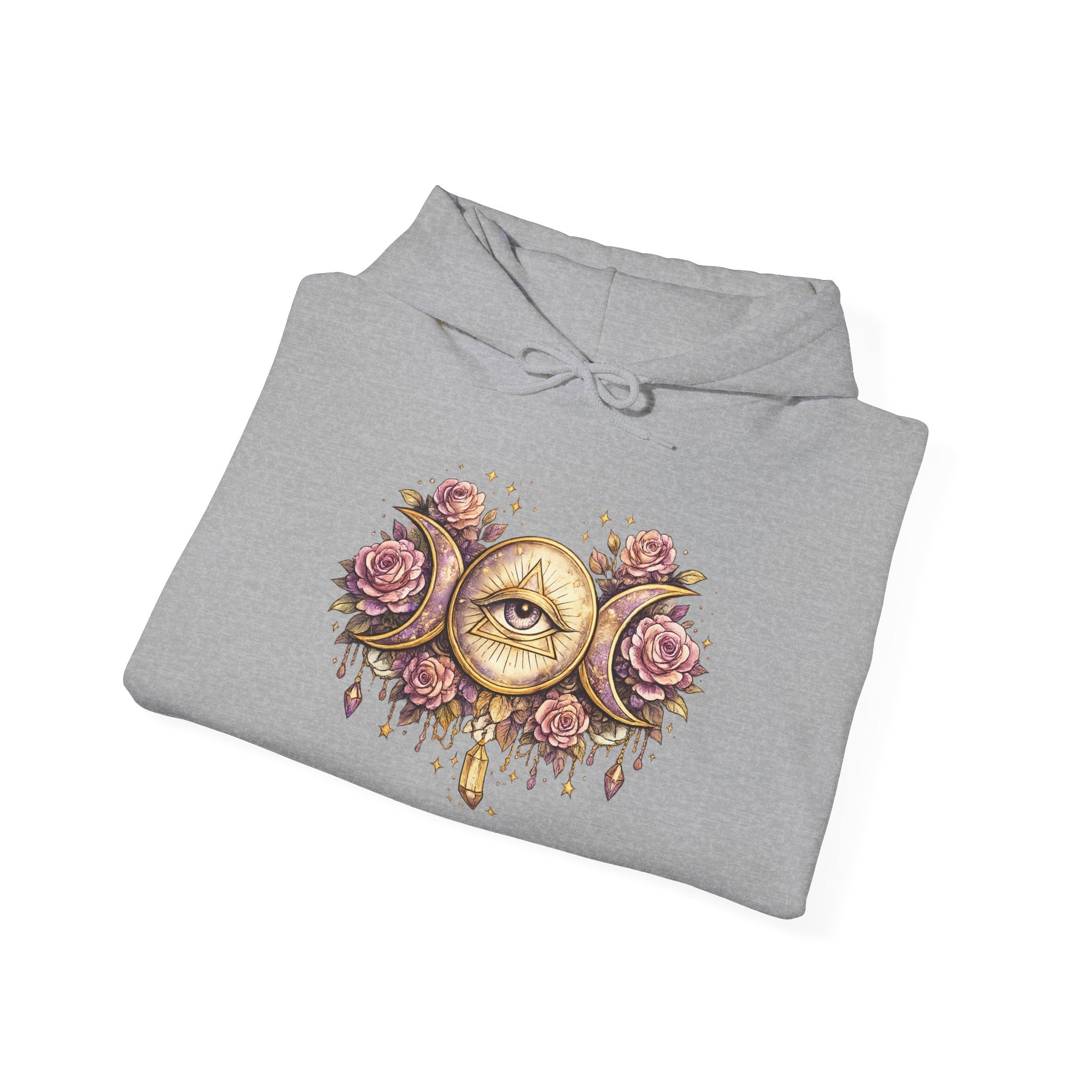 Mystical Third Eye Hoodie Celestial Moon Phase Sweatshirt Spiritual Aesthetic Hoodie Witchy Floral Pullover Boho Hoodie Cozy Sweatshirt