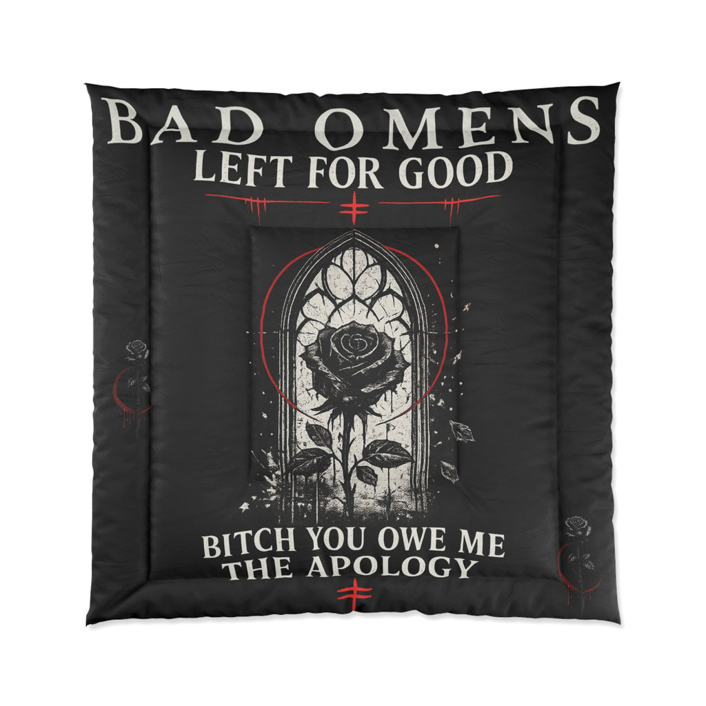 Bad Omens Comforter Left For Good Gothic Bedding Dark Aesthetic Bedroom Decor Alternative Comforter Set Black White Goth Room Decor Gift