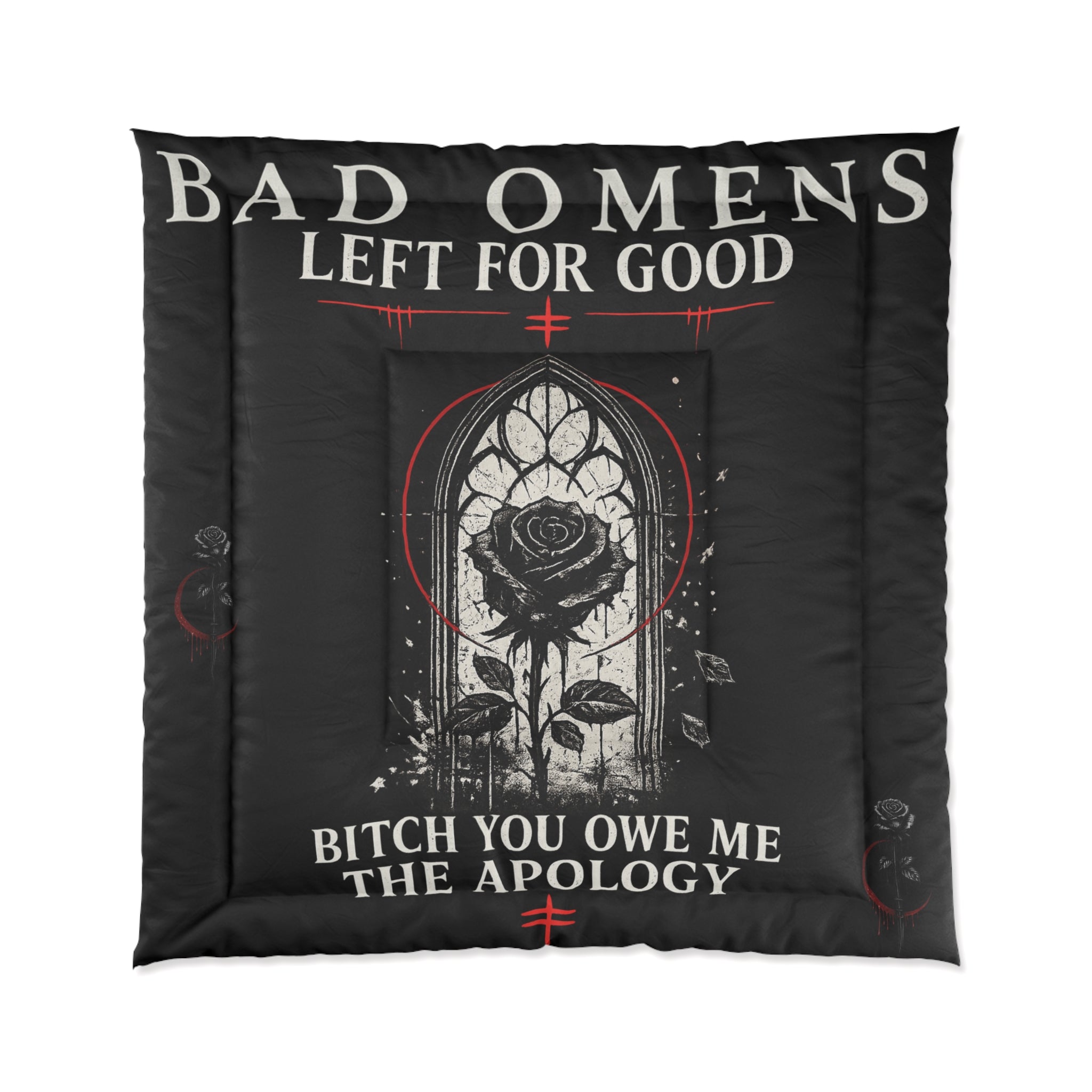Bad Omens Comforter Left For Good Gothic Bedding Dark Aesthetic Bedroom Decor Alternative Comforter Set Black White Goth Room Decor Gift