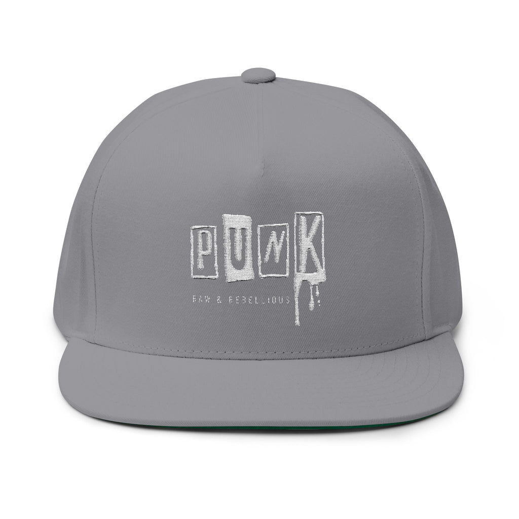 Punk Snapback Hat Embroidered Flat Bill Cap Streetwear Hat Rock Music Hat Skater Cap Distressed Punk Hat Unisex Snapback