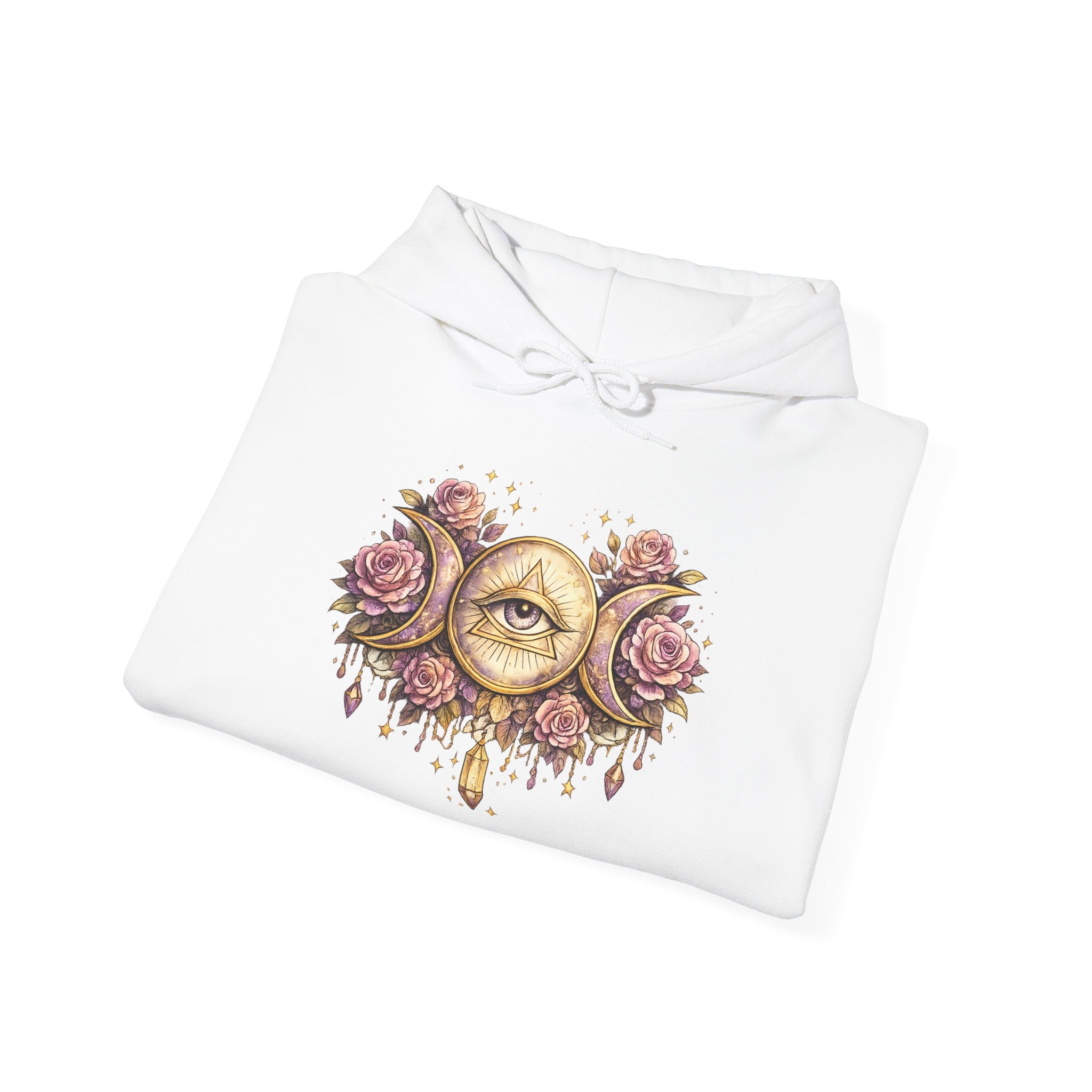 Mystical Third Eye Hoodie Celestial Moon Phase Sweatshirt Spiritual Aesthetic Hoodie Witchy Floral Pullover Boho Hoodie Cozy Sweatshirt