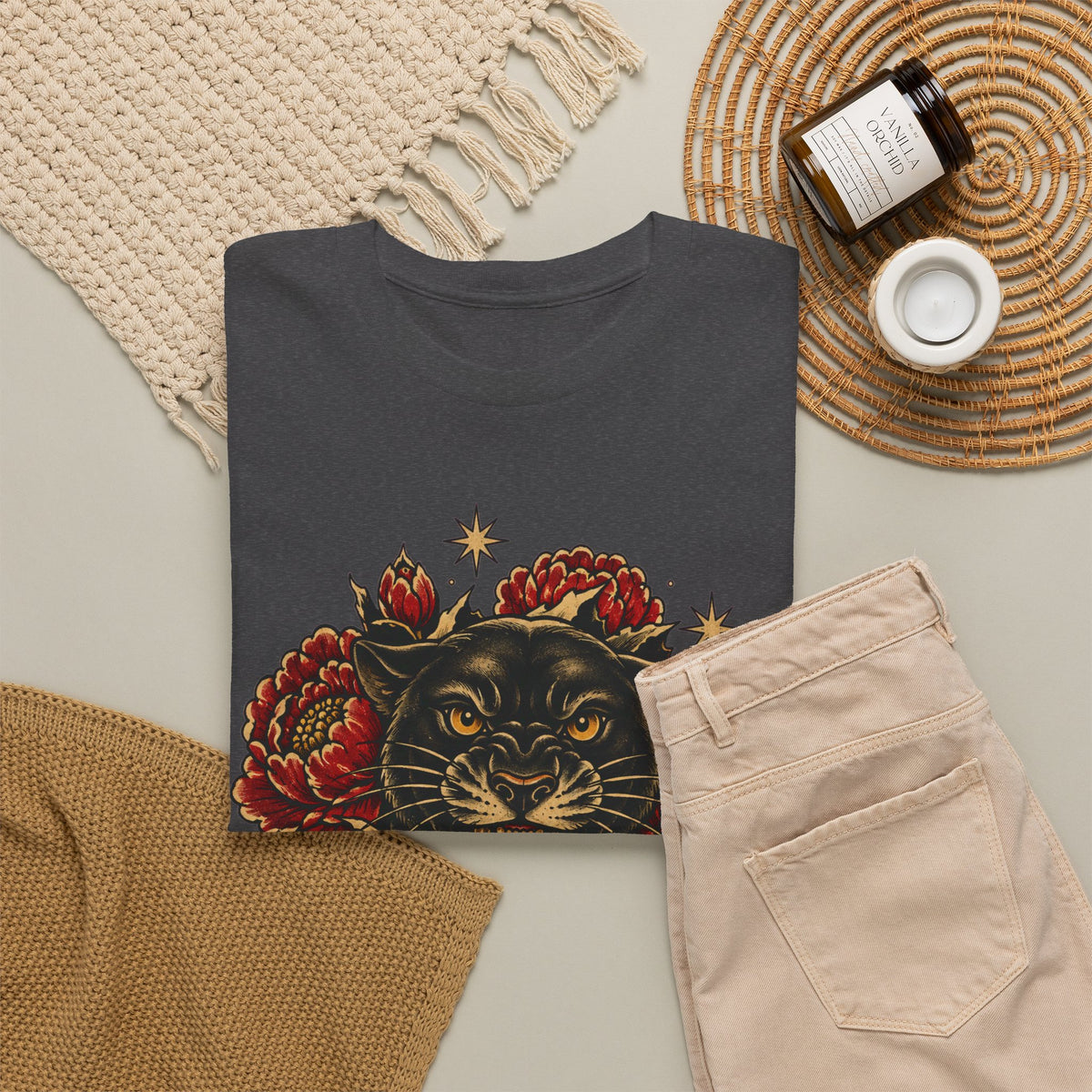 Roaring Panther with Roses T-Shirt | No Peace Without Pressure