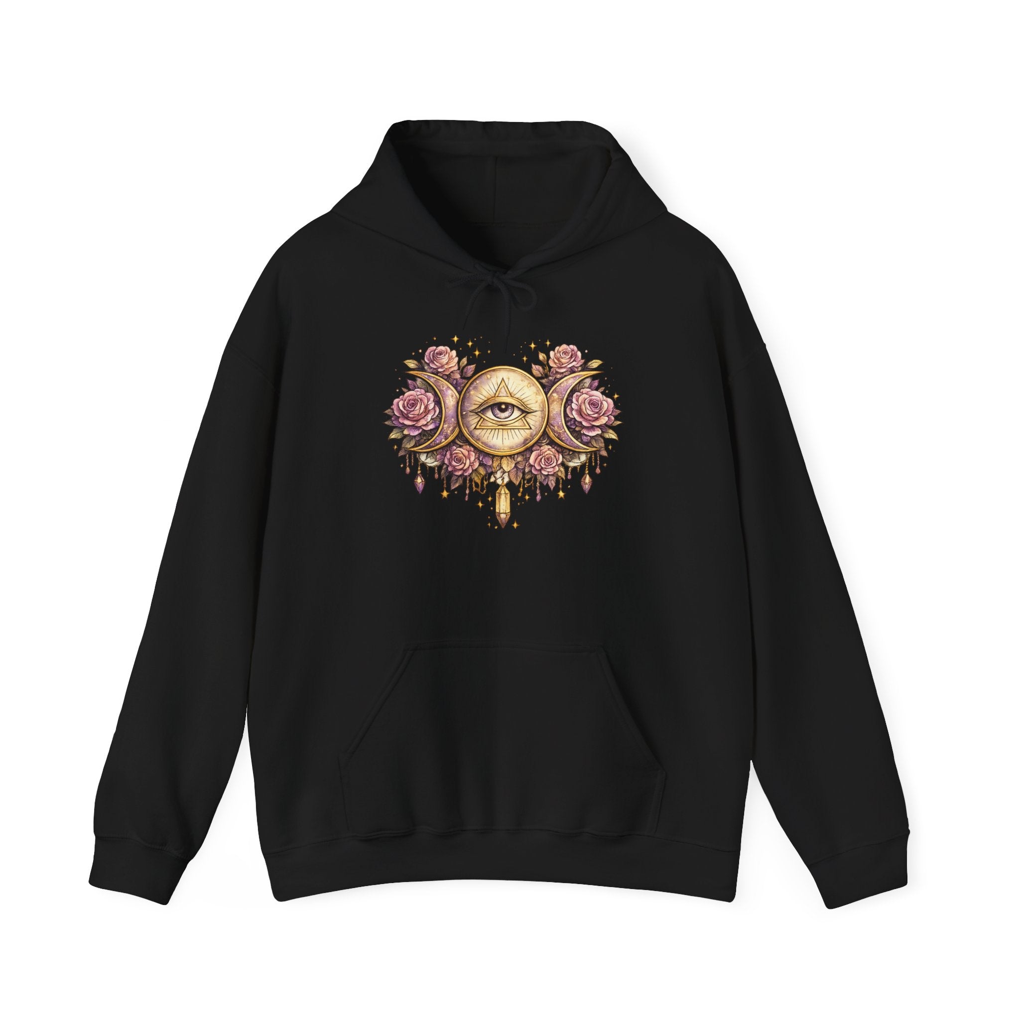 Mystical Third Eye Hoodie Celestial Moon Phase Sweatshirt Spiritual Aesthetic Hoodie Witchy Floral Pullover Boho Hoodie Cozy Sweatshirt