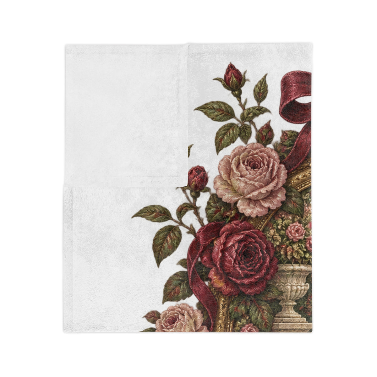 Romance the Ordinary Velveteen Microfiber Blanket | Swan Rose Victorian Illustration