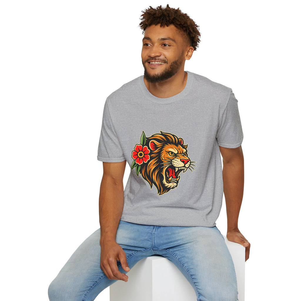 Lion Graphic T Shirt Tattoo Inspired Lion Tee Streetwear Shirt Lion Head Graphic Tee Alternative Fashion Unisex Biker Shirt