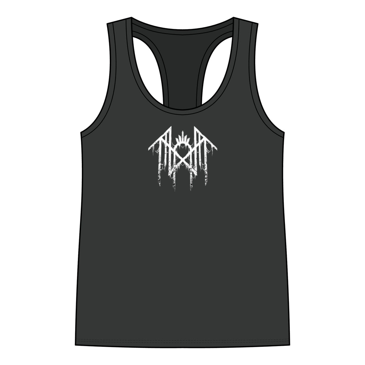Worship Gothic Racerback Tank Top | Women’s Alternative Moon Graphic Shirt | Front & Back Print Tank