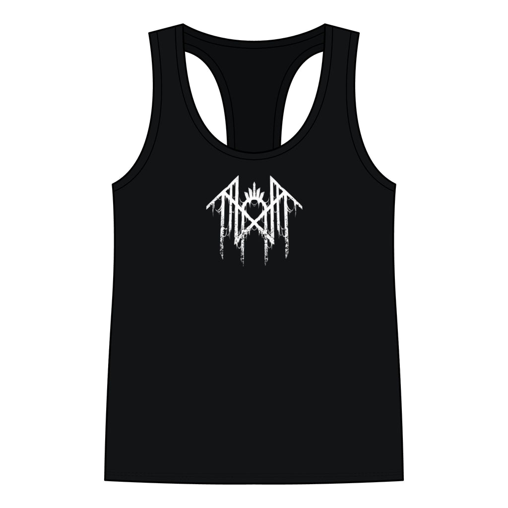 Worship Gothic Racerback Tank Top | Women’s Alternative Moon Graphic Shirt | Front & Back Print Tank