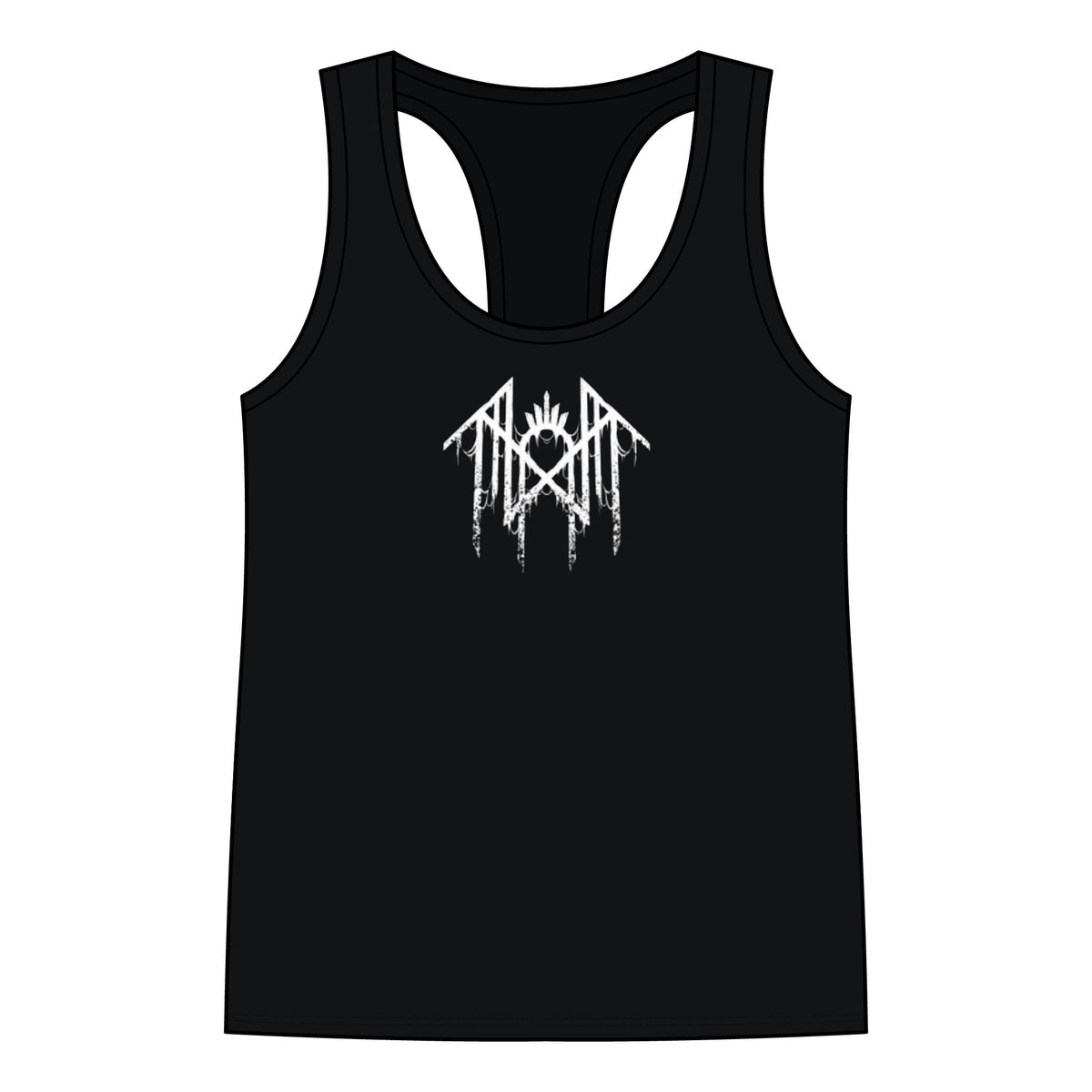 Worship Gothic Racerback Tank Top | Women’s Alternative Moon Graphic Shirt | Front & Back Print Tank