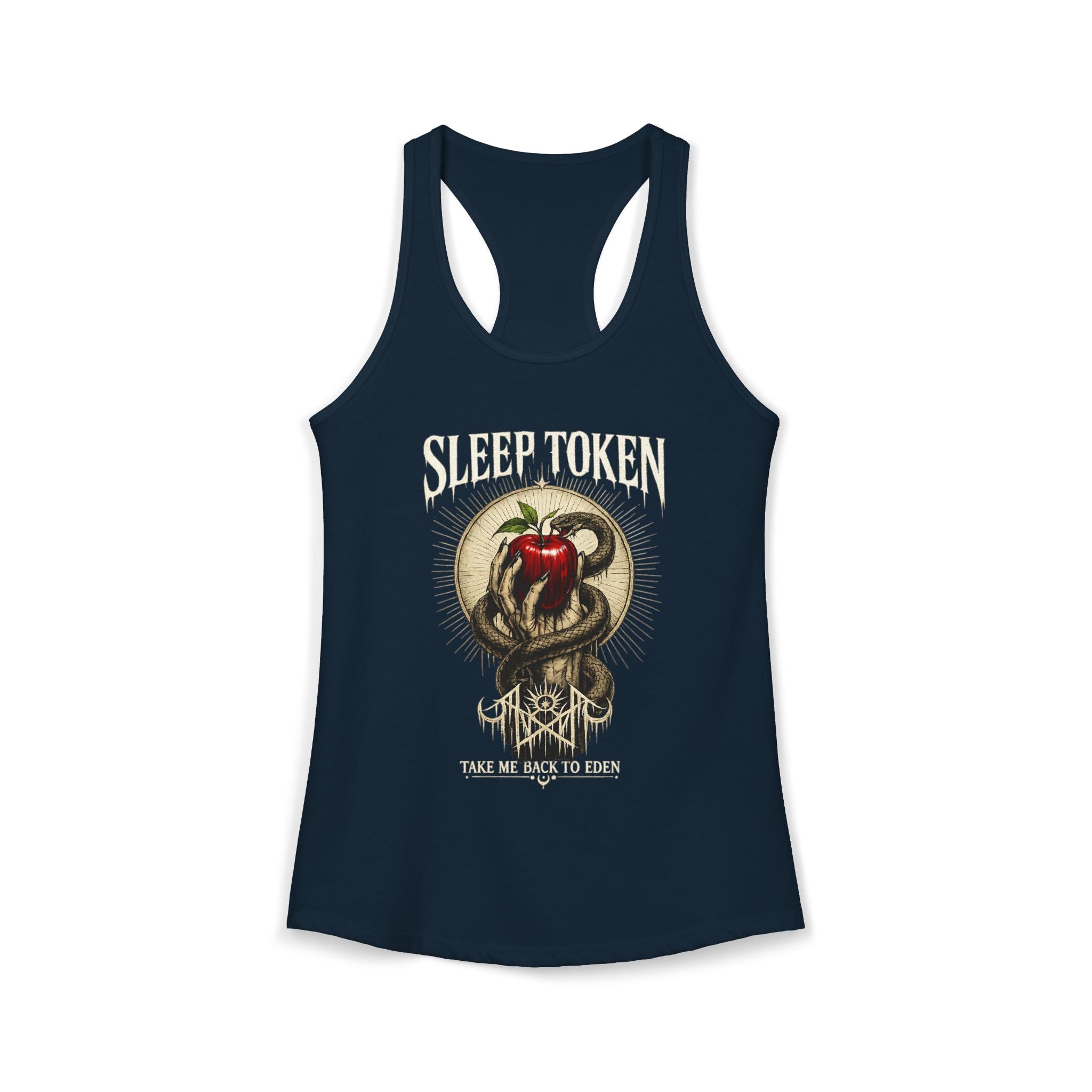 Sleep Token Inspired Womens Racerback Tank Gothic Snake Apple Graphic Shirt Alternative Concert Outfit Take Me Back To Eden Top
