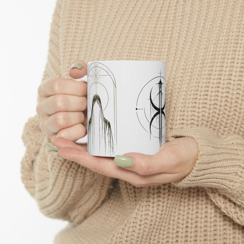 Occult Symbol Ceramic Mug — Minimalist Black Sigil Coffee Cup (11oz/15oz)