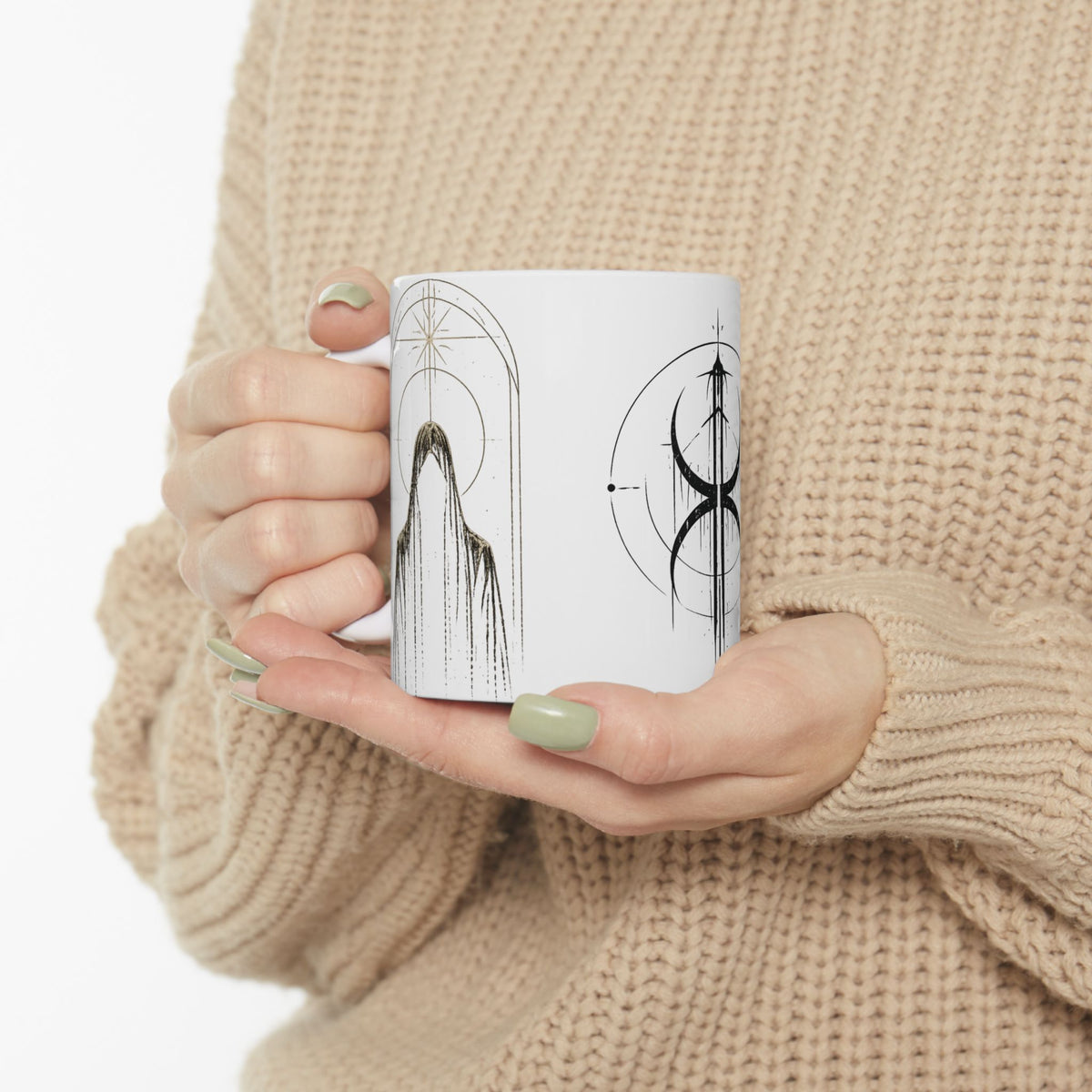 Occult Symbol Ceramic Mug — Minimalist Black Sigil Coffee Cup (11oz/15oz)