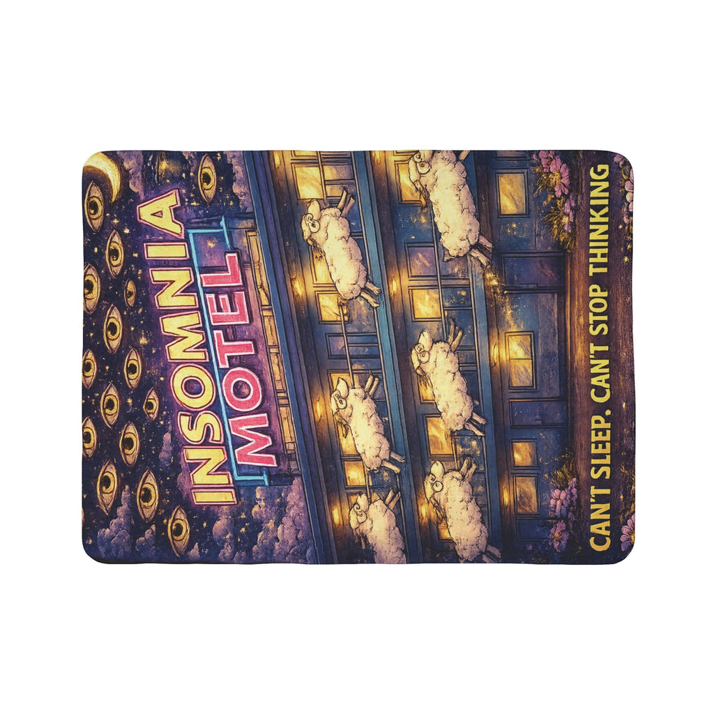 Insomnia Motel sheep pattern Fleece Sherpa Blanket | can't sleep can't stop thinking