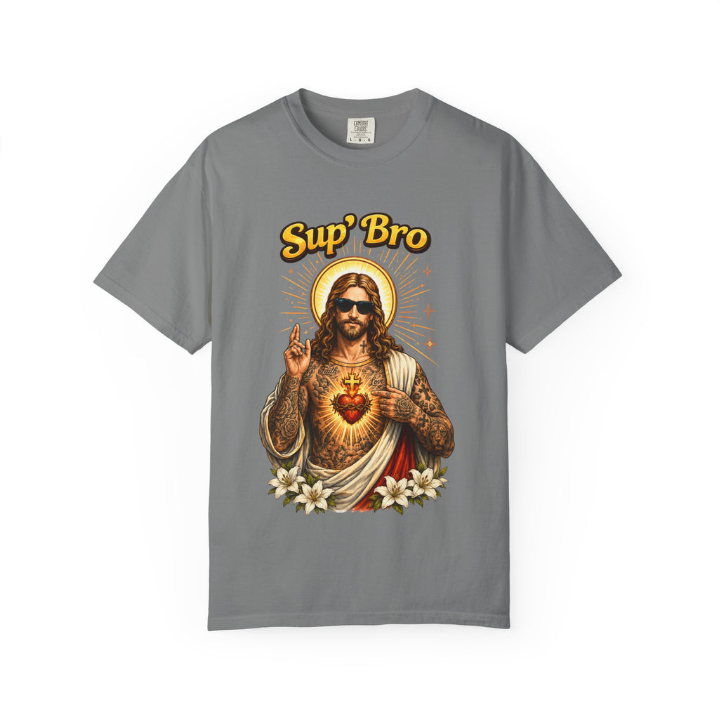 Sup Bro Tattoo Jesus Graphic Tee Funny Faith Tee Edgy Christian Graphic T Shirt Unisex Oversized Aesthetic Tee Viral TikTok Style