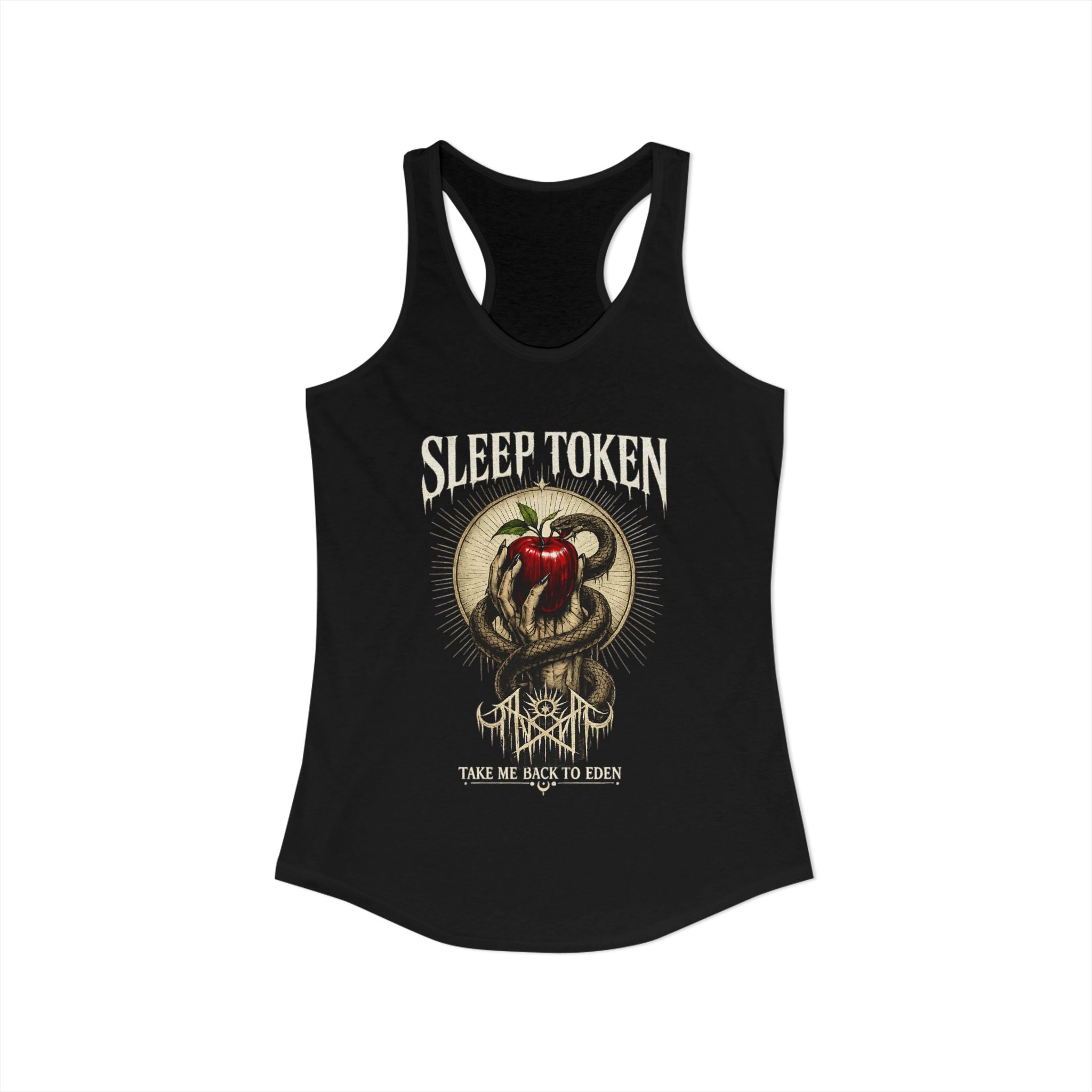 Sleep Token Inspired Womens Racerback Tank Gothic Snake Apple Graphic Shirt Alternative Concert Outfit Take Me Back To Eden Top