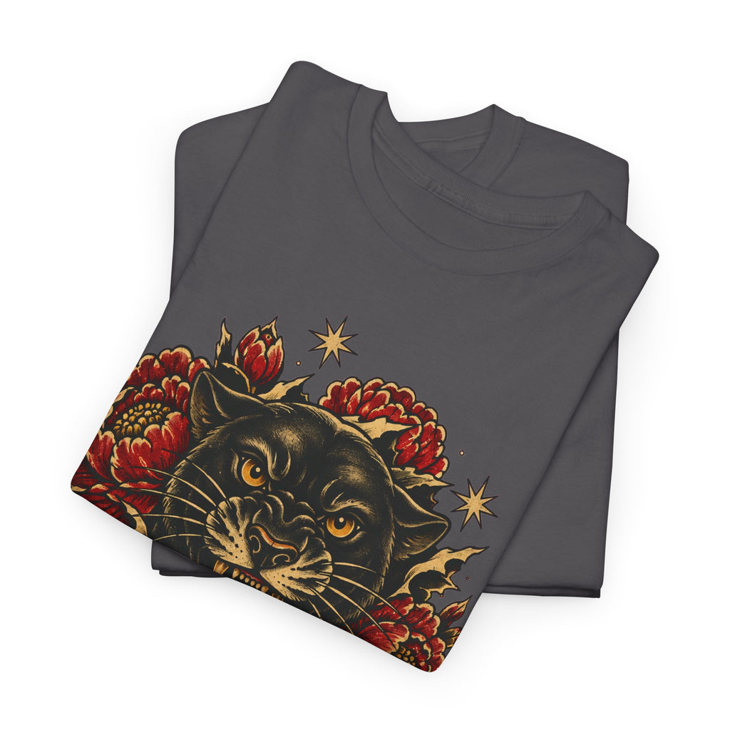 Roaring Panther with Roses T-Shirt | No Peace Without Pressure