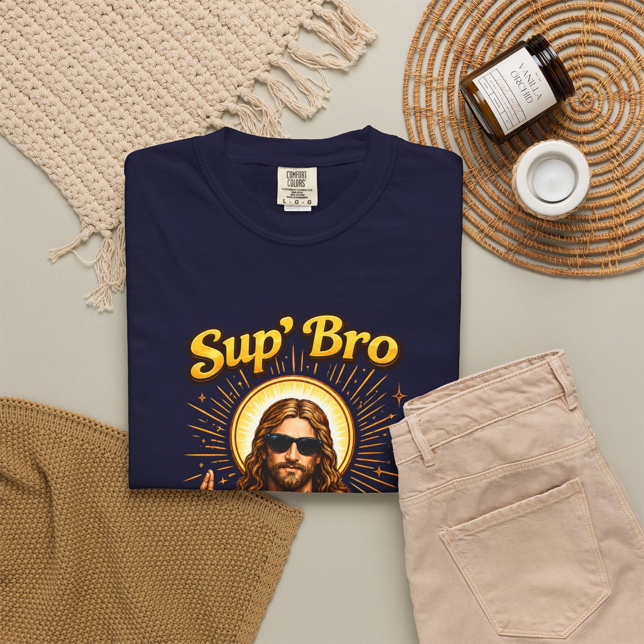 Sup Bro Tattoo Jesus Graphic Tee Funny Faith Tee Edgy Christian Graphic T Shirt Unisex Oversized Aesthetic Tee Viral TikTok Style