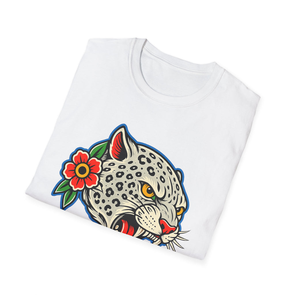 Snow Leopard Edition Shirt Tattoo Inspired Graphic Tee Leopard Streetwear Shirt Alternative Fashion Biker Tee Unisex Wild Cat Shirt