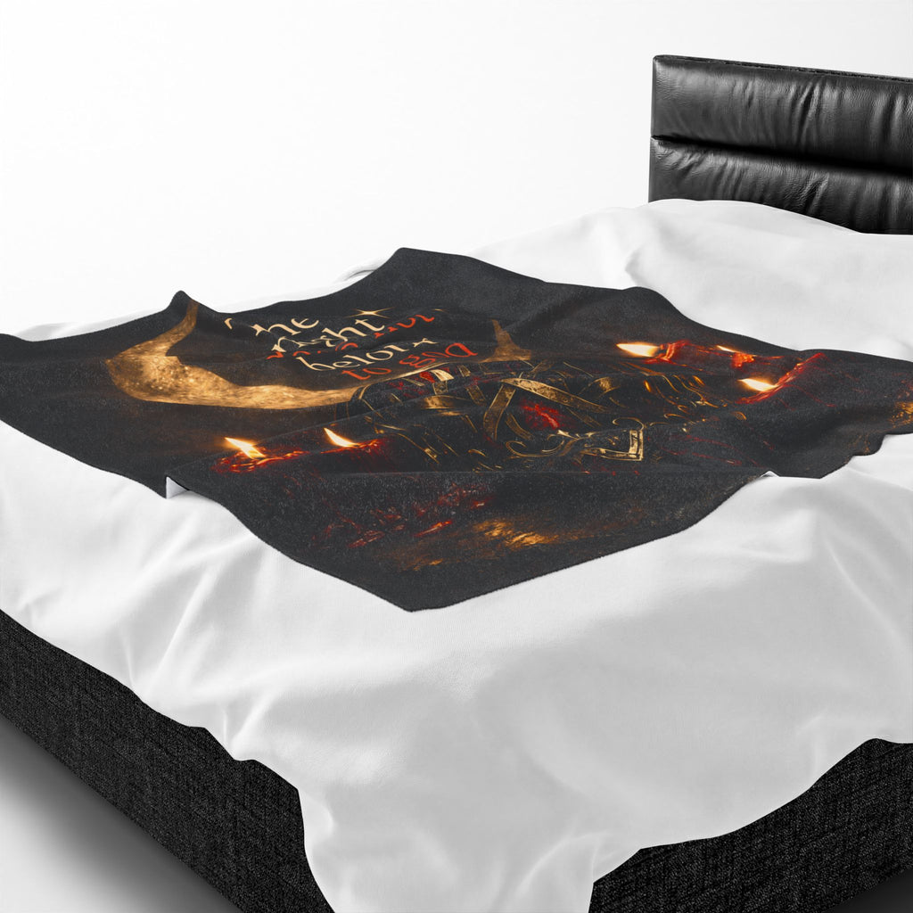The Night Belongs to You Sleep Token inspired Velveteen Blanket | Crescent Moon, Gothic Mask, Candles