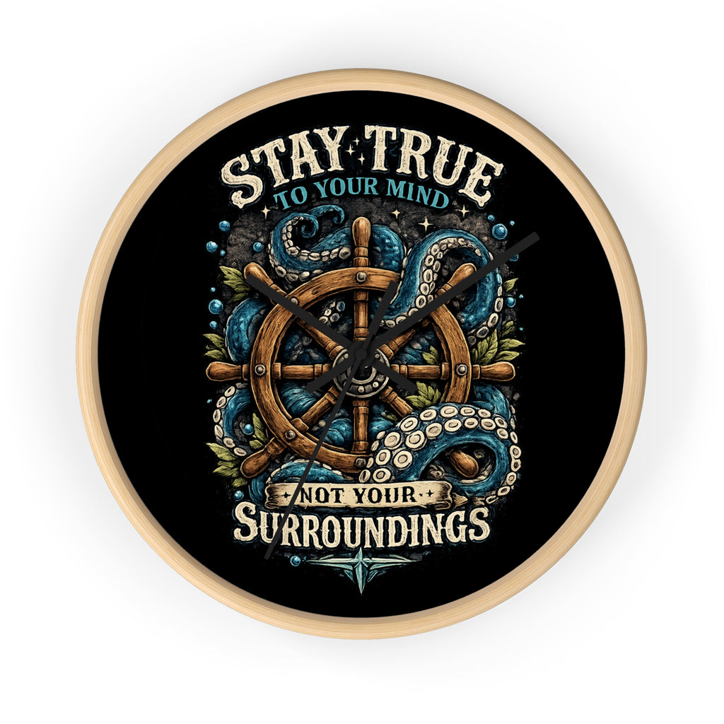 Nautical Octopus Wall Clock Coastal Gothic Decor Ocean Inspired Clock Stay True To Your Mind Alternative Wall Art