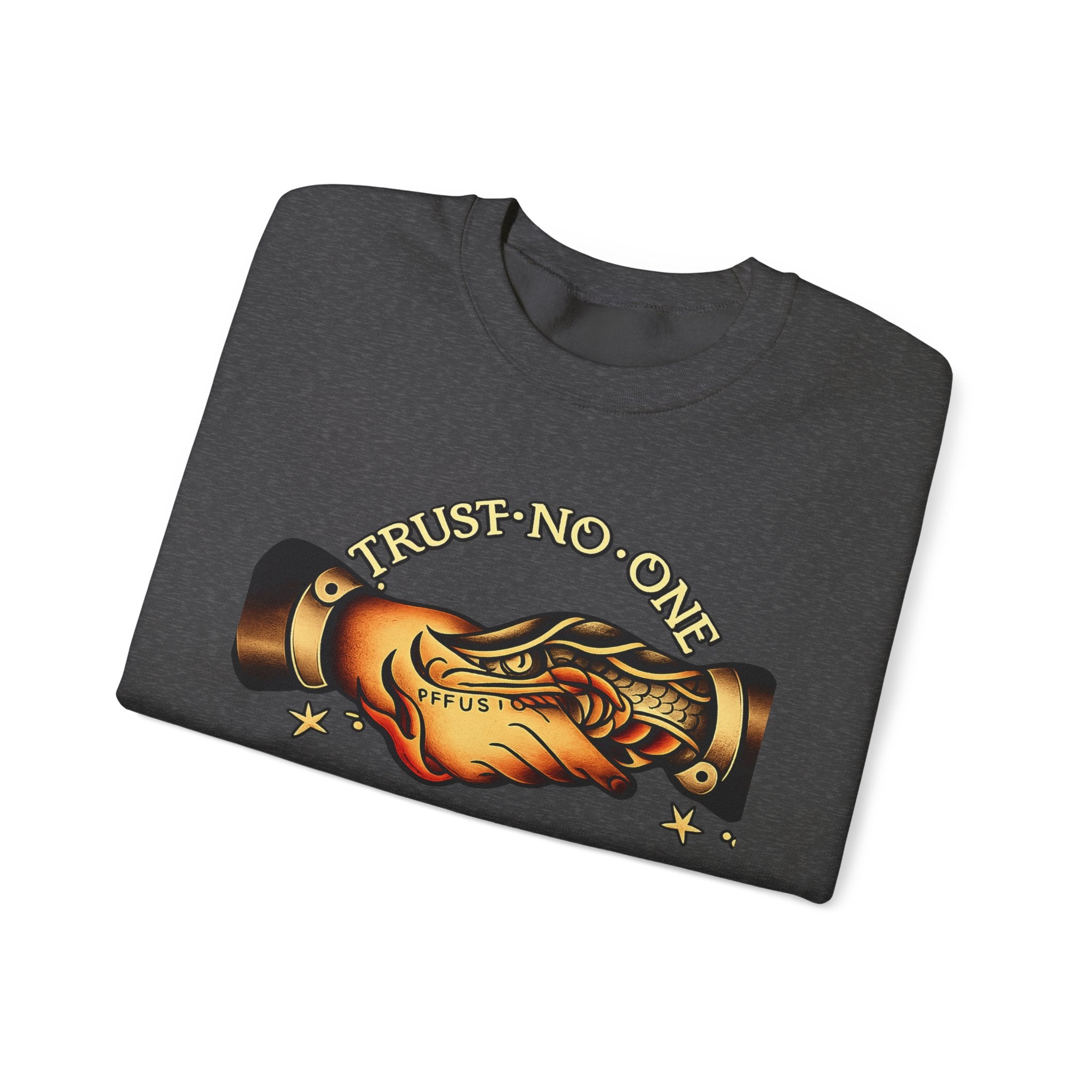 Trust No One Sweatshirt Vintage Tattoo Style Crewneck Retro Graphic Sweatshirt Alternative Streetwear Unisex Pullover Gift For Him Her