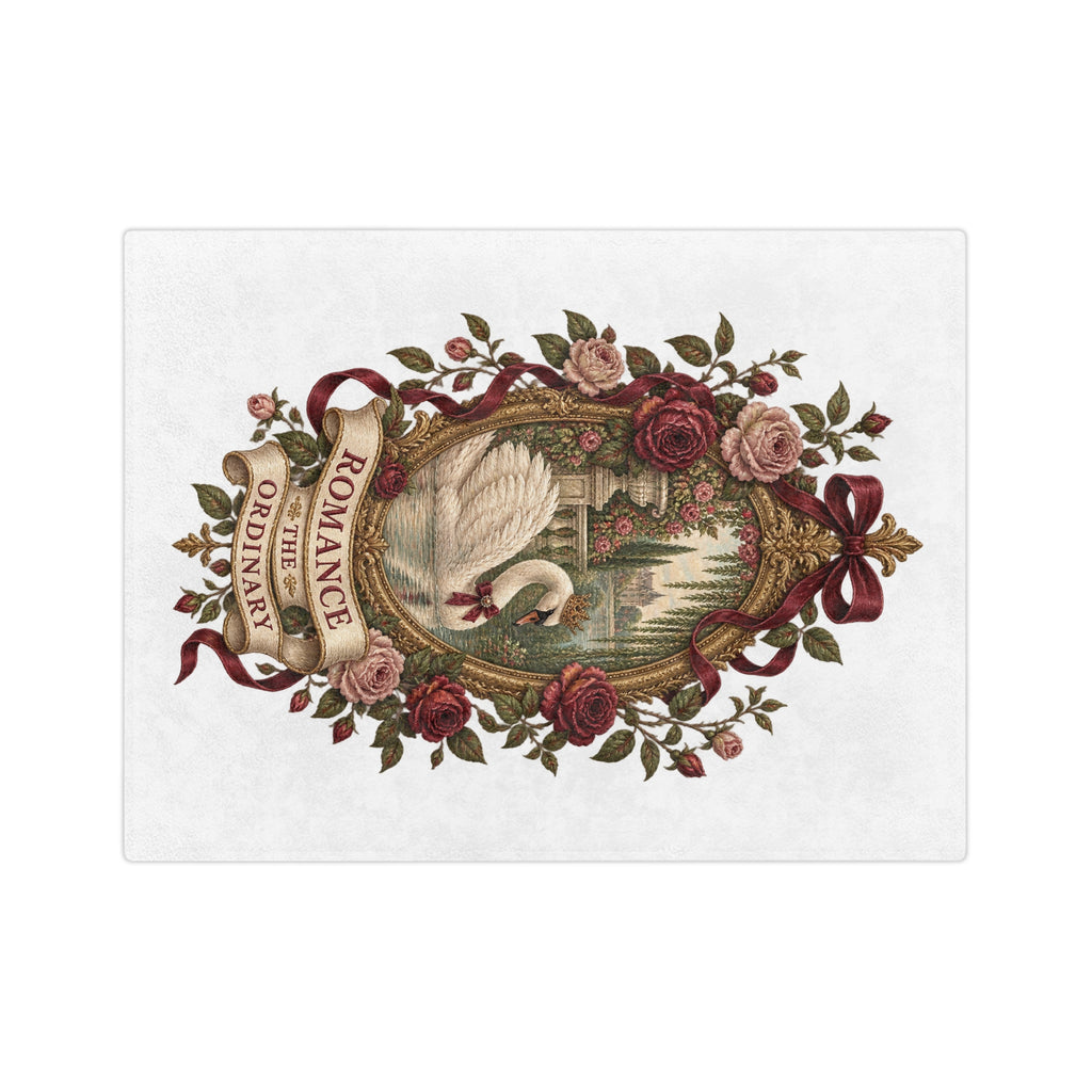 Romance the Ordinary Velveteen Microfiber Blanket | Swan Rose Victorian Illustration
