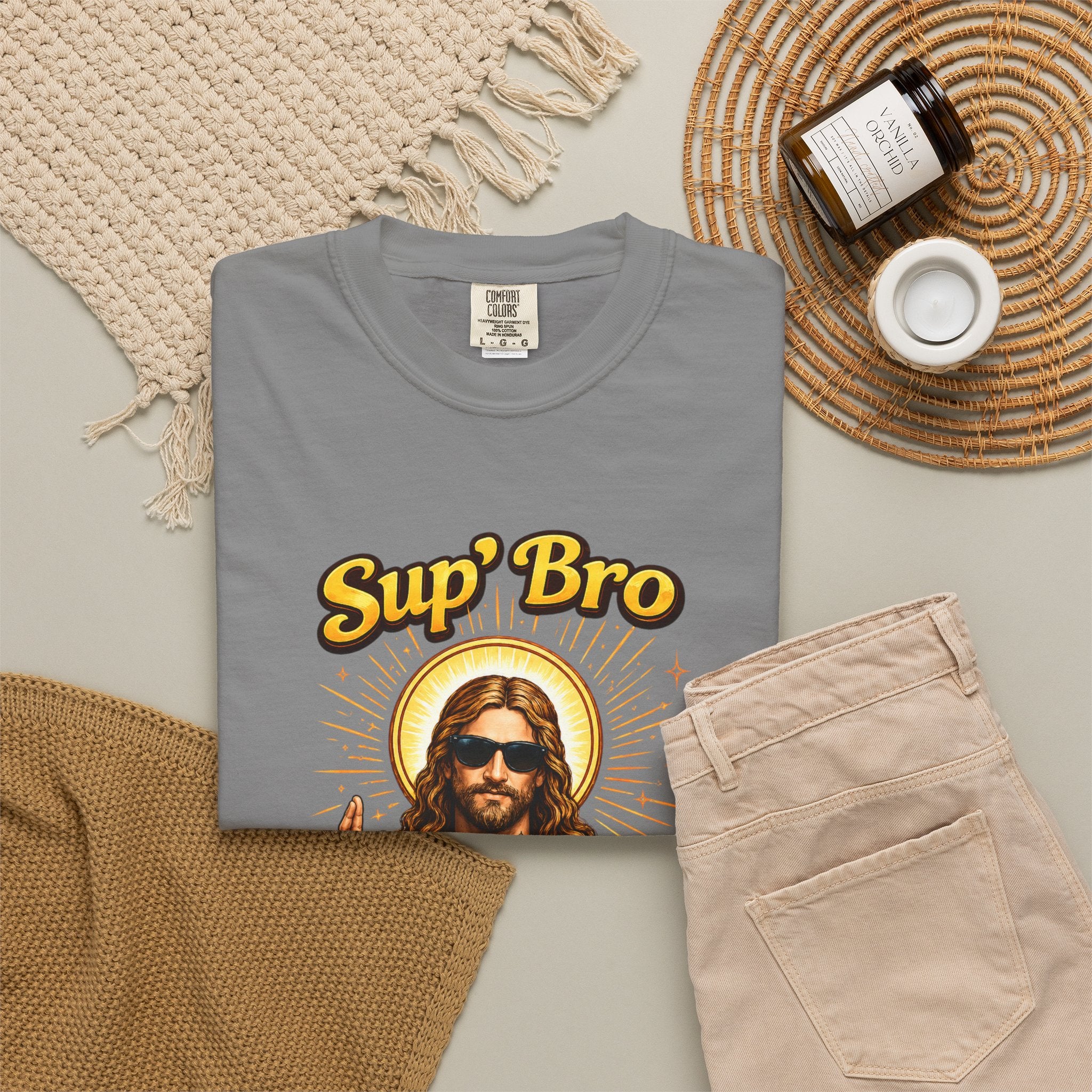 Sup Bro Tattoo Jesus Graphic Tee Funny Faith Tee Edgy Christian Graphic T Shirt Unisex Oversized Aesthetic Tee Viral TikTok Style