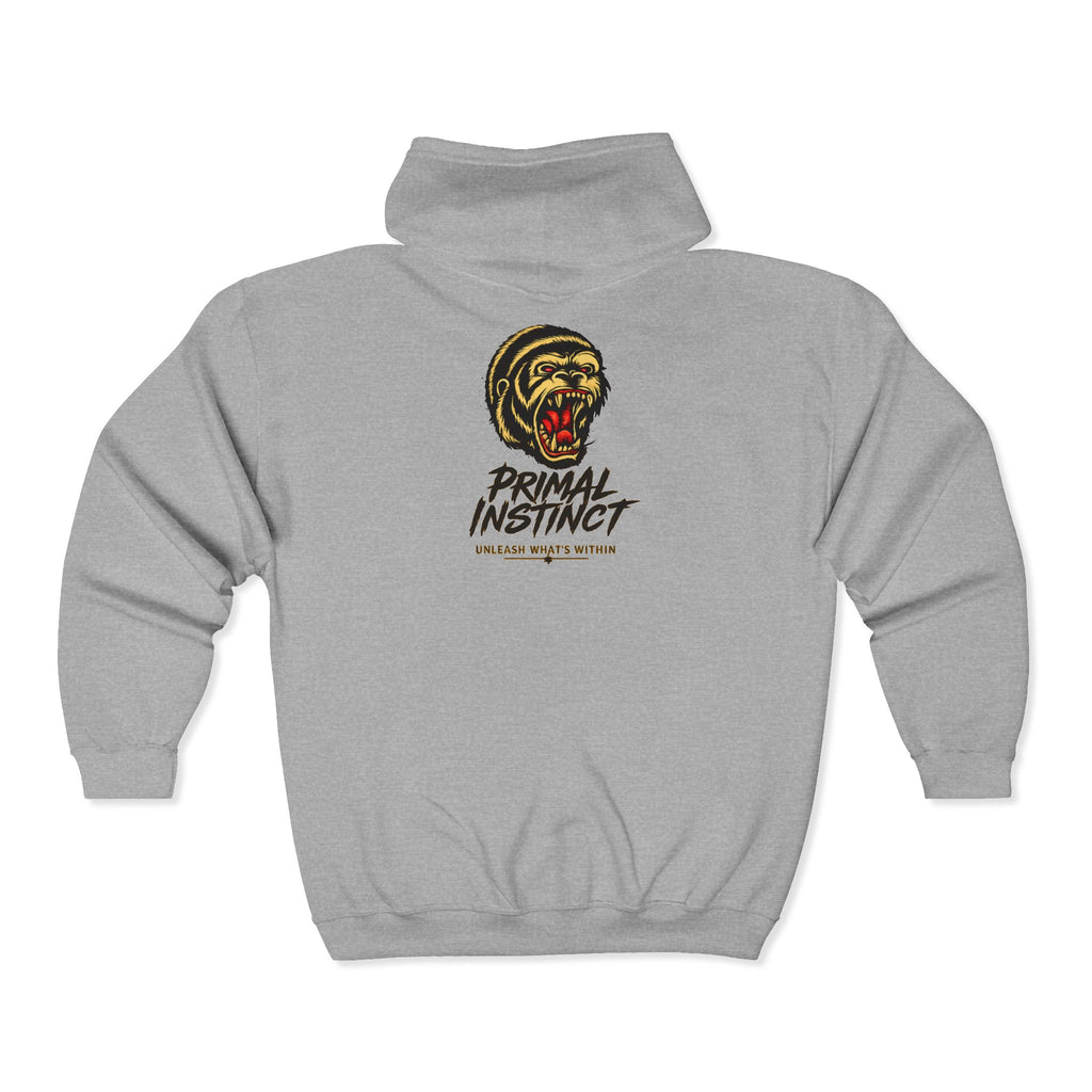 Roaring Gorilla Head Zip Hoodie | Animal Skull Design, Dark Streetwear
