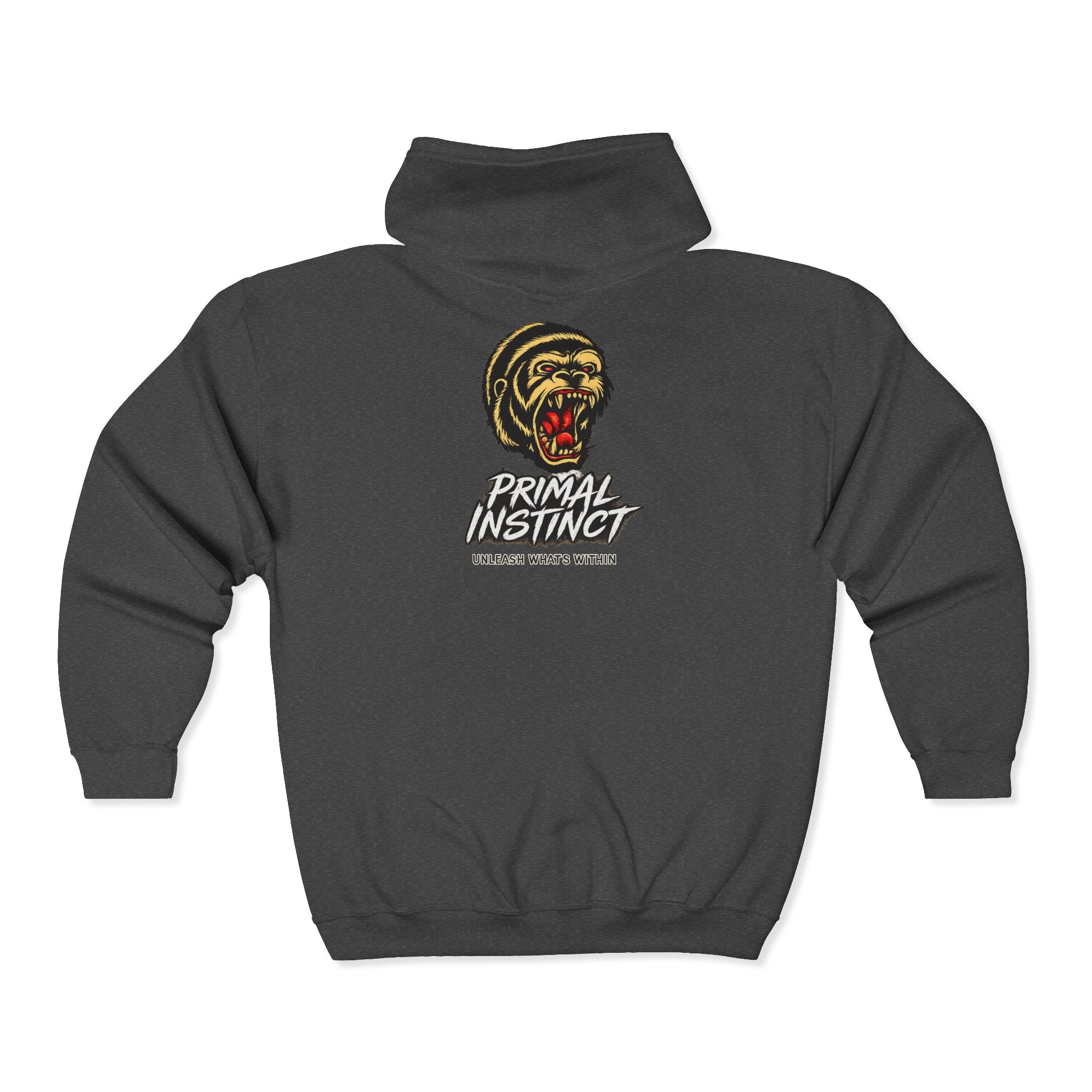 Roaring Gorilla Head Zip Hoodie | Animal Skull Design, Dark Streetwear