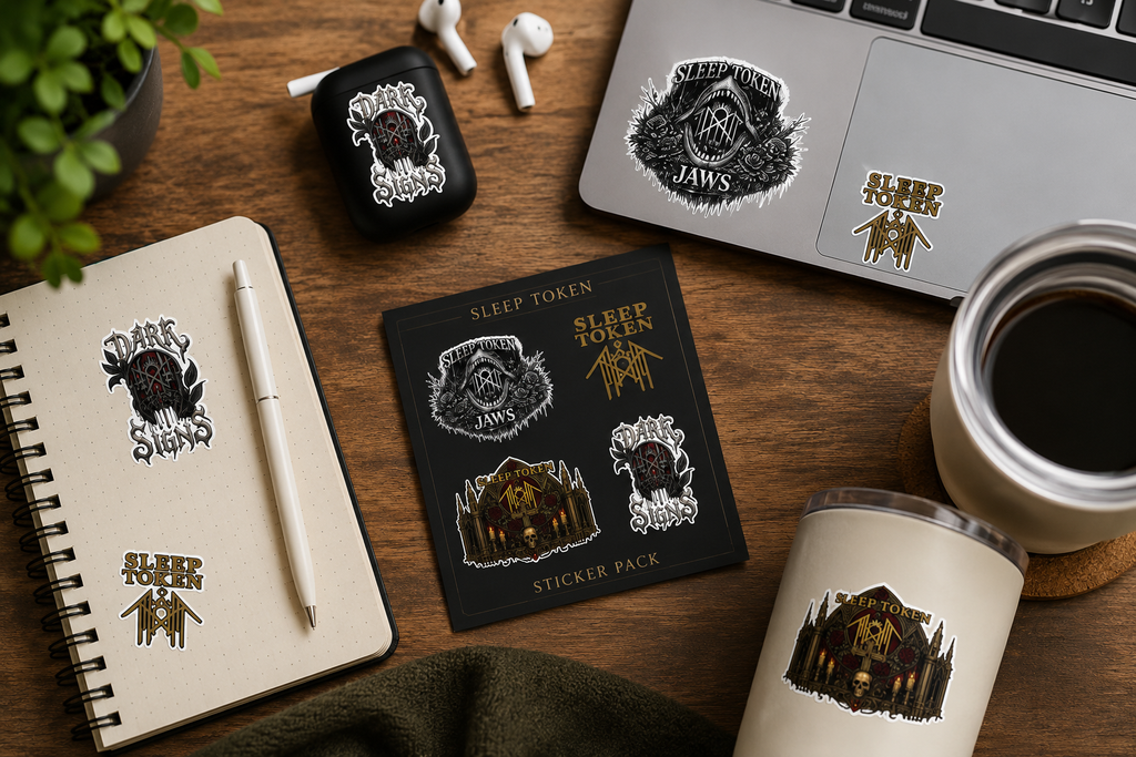 Sleep Token Inspired Sticker Pack Dark Signs Jaws Gothic Band Art Waterproof Vinyl Die Cut Decals Laptop Water Bottle Car Sticker Set