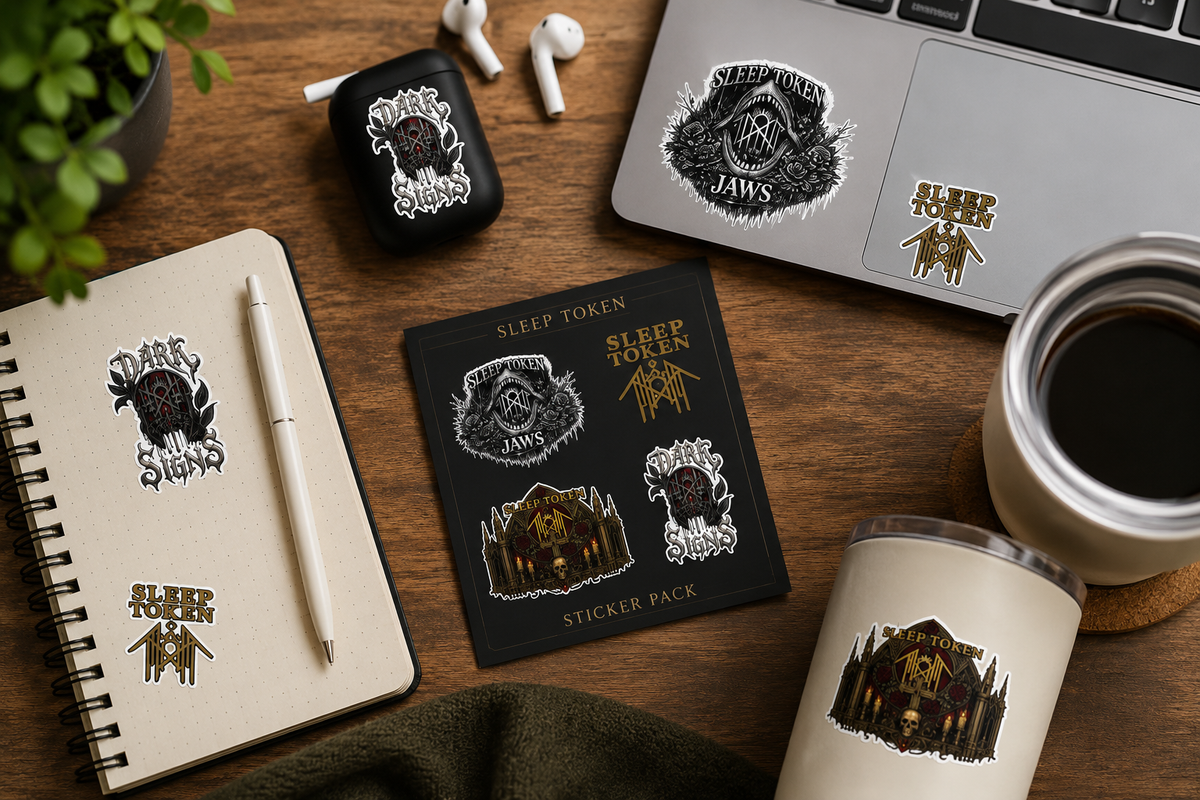 Sleep Token Inspired Sticker Pack Dark Signs Jaws Gothic Band Art Waterproof Vinyl Die Cut Decals Laptop Water Bottle Car Sticker Set