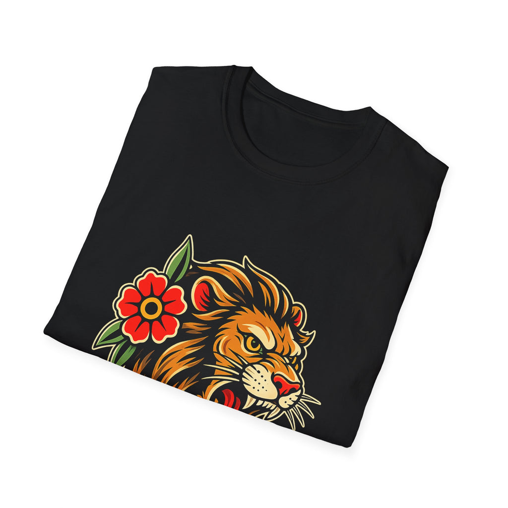 Lion Graphic T Shirt Tattoo Inspired Lion Tee Streetwear Shirt Lion Head Graphic Tee Alternative Fashion Unisex Biker Shirt
