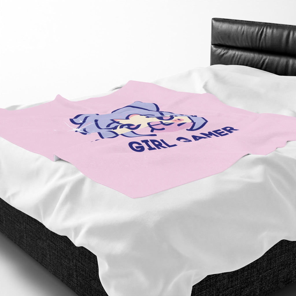 Girl Gamer Plush Blanket | Cute Kawaii Gaming Throw Blanket