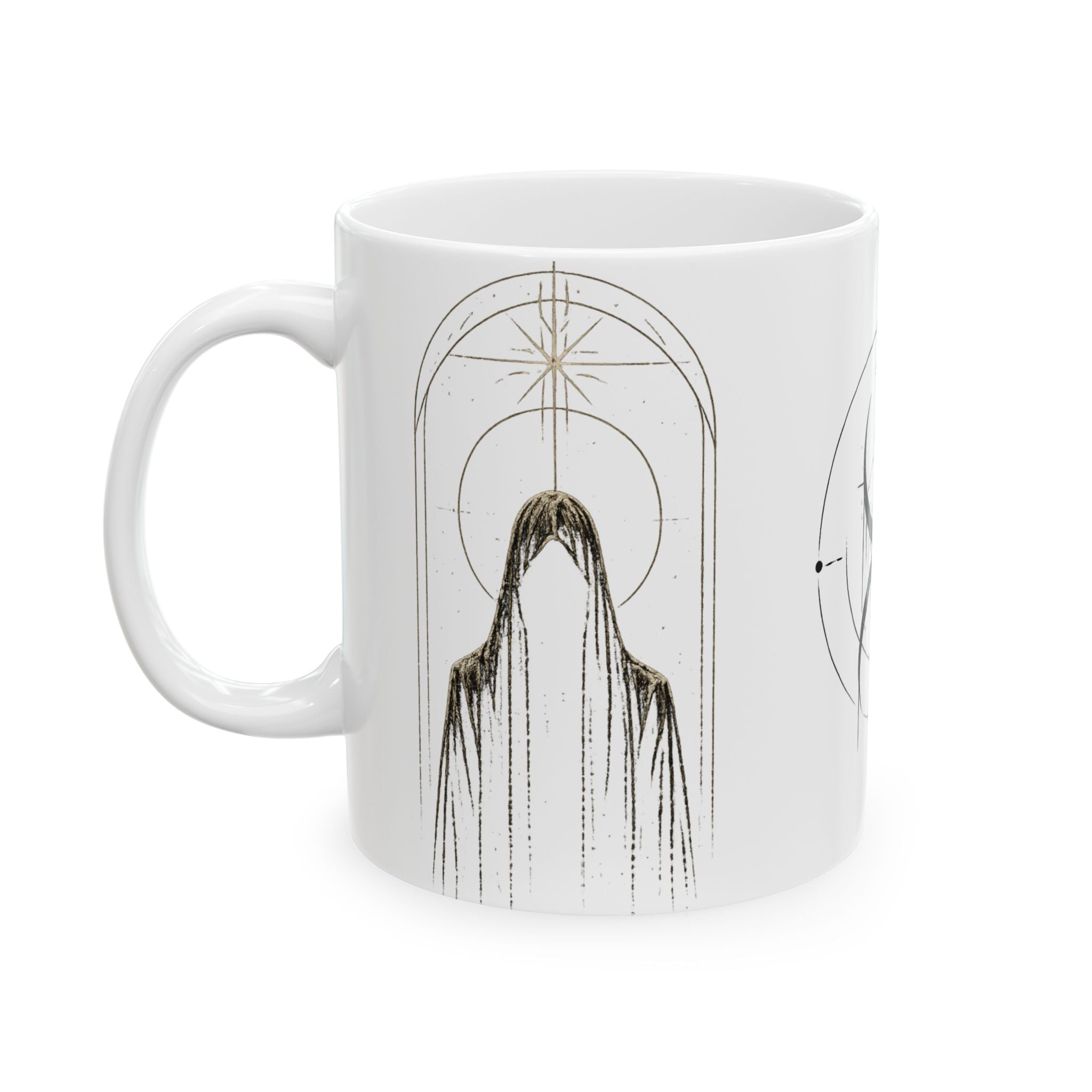 Occult Symbol Ceramic Mug — Minimalist Black Sigil Coffee Cup (11oz/15oz)