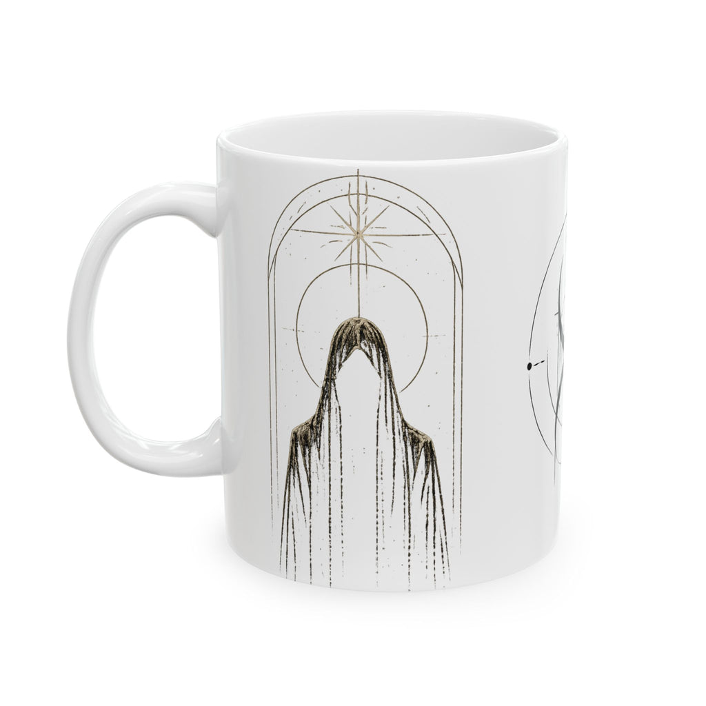 Occult Symbol Ceramic Mug — Minimalist Black Sigil Coffee Cup (11oz/15oz)