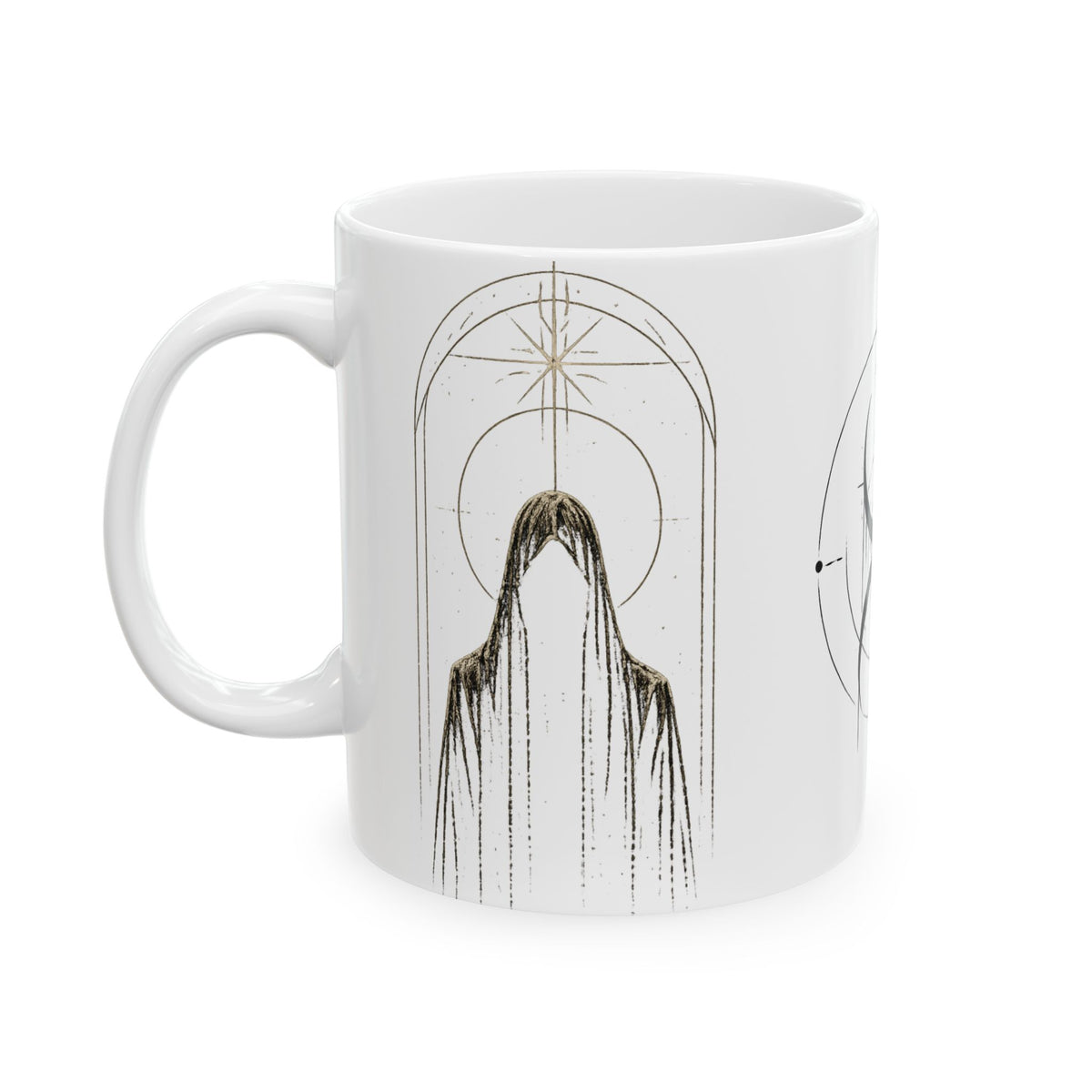 Occult Symbol Ceramic Mug — Minimalist Black Sigil Coffee Cup (11oz/15oz)