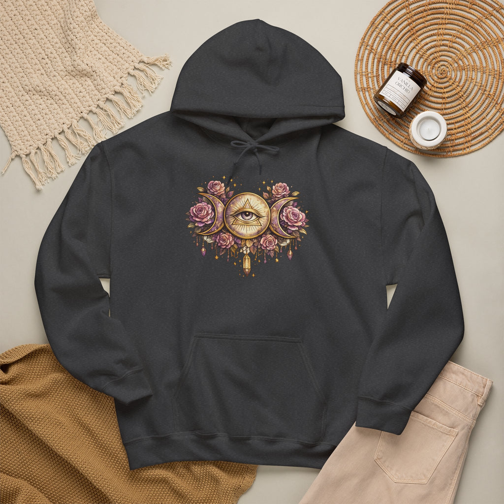 Mystical Third Eye Hoodie Celestial Moon Phase Sweatshirt Spiritual Aesthetic Hoodie Witchy Floral Pullover Boho Hoodie Cozy Sweatshirt