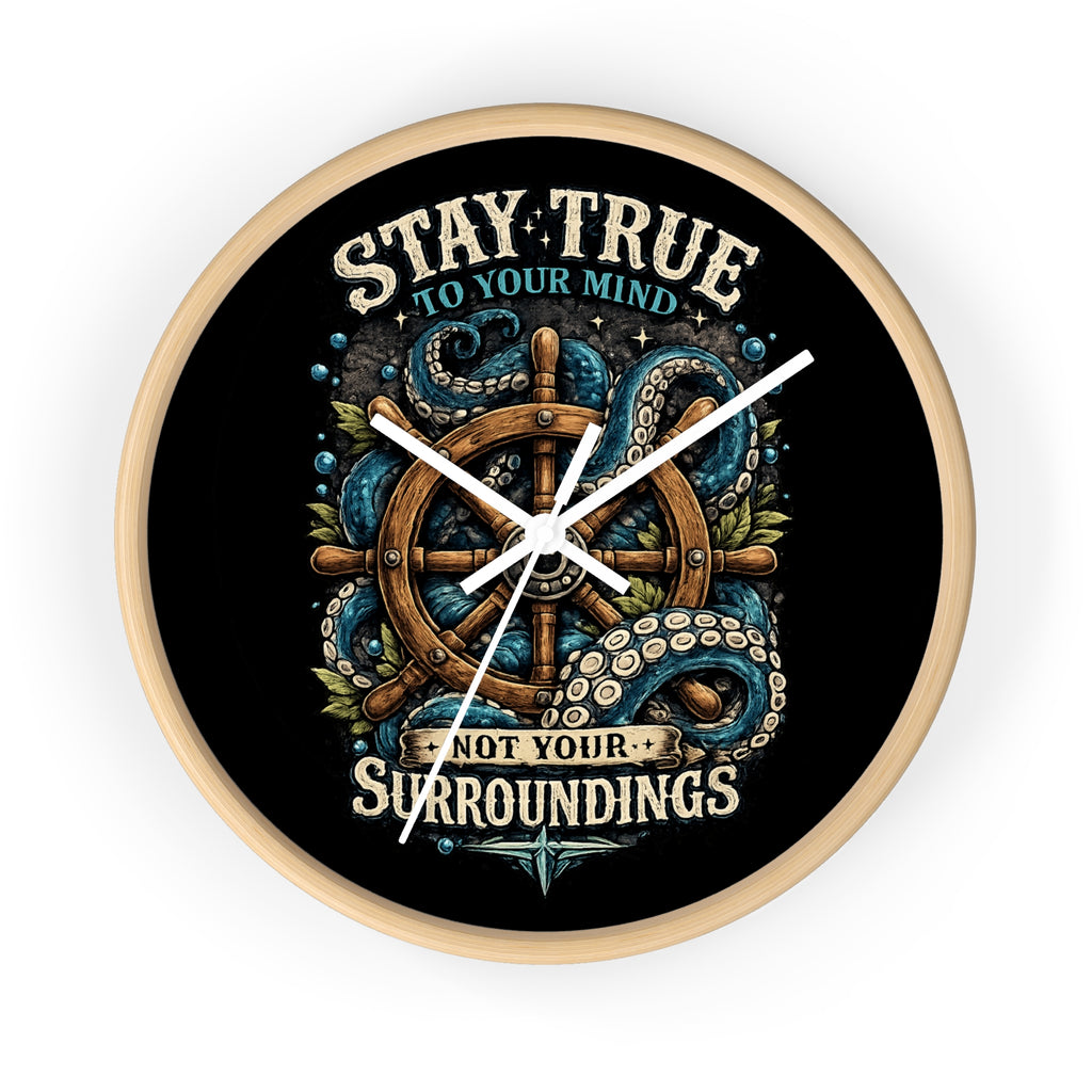 Nautical Octopus Wall Clock Coastal Gothic Decor Ocean Inspired Clock Stay True To Your Mind Alternative Wall Art